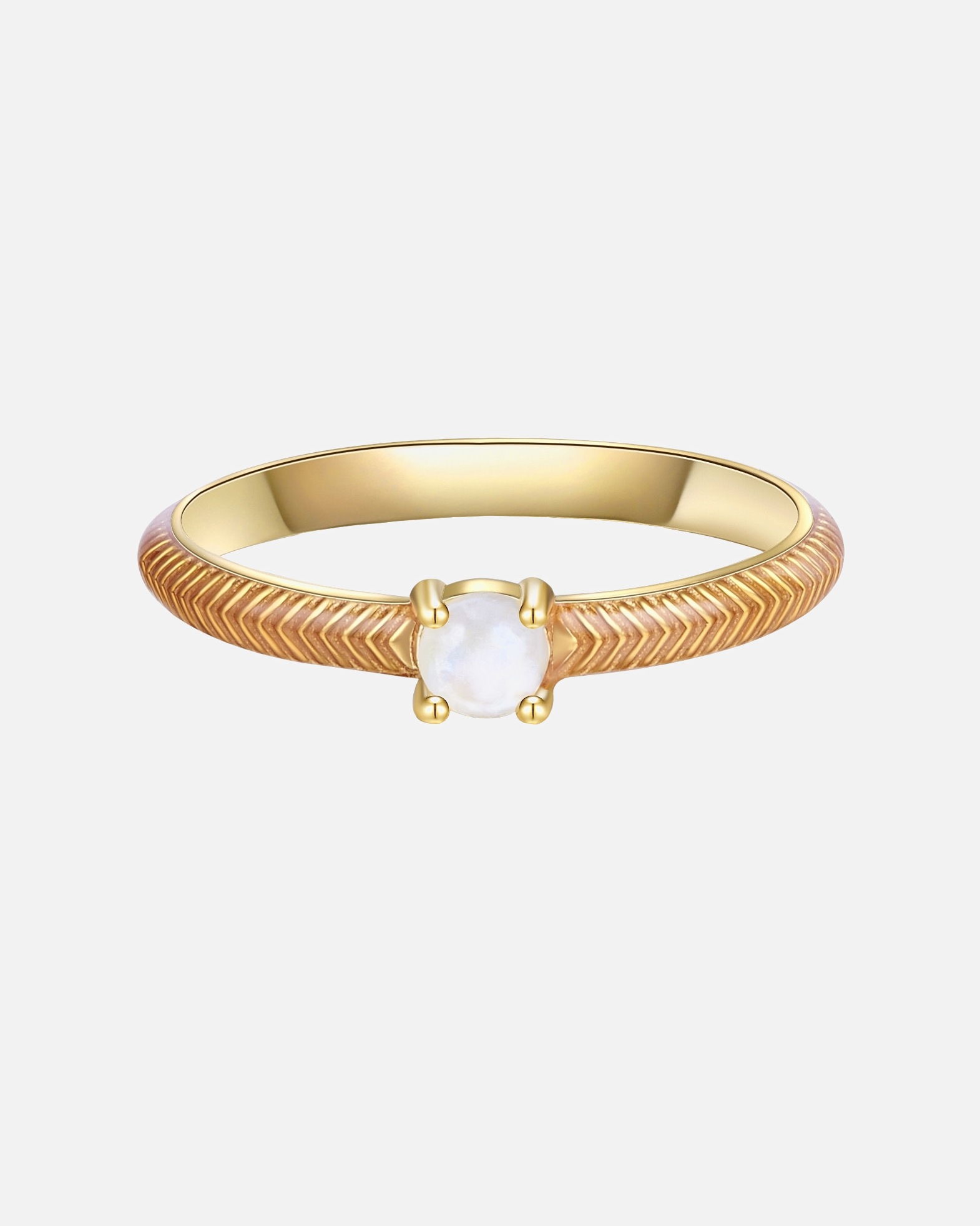Ring für Weiblich Glanzstücke München Ring Sterling Silber Mondstein in Gelbgold 54