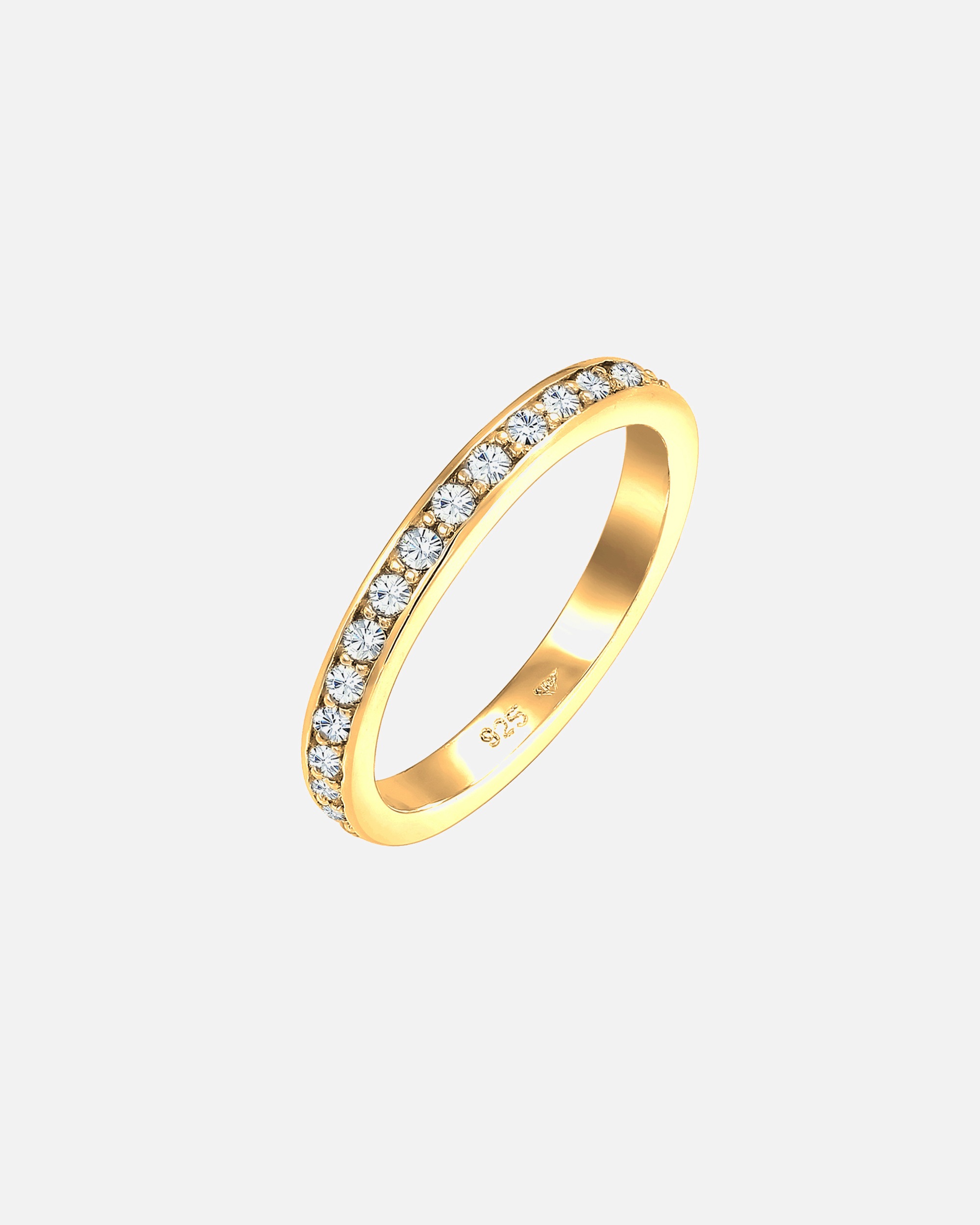 Ring für Weiblich Elli Bandring Memoire Glas Kristalle 925 Silber vergoldet 56