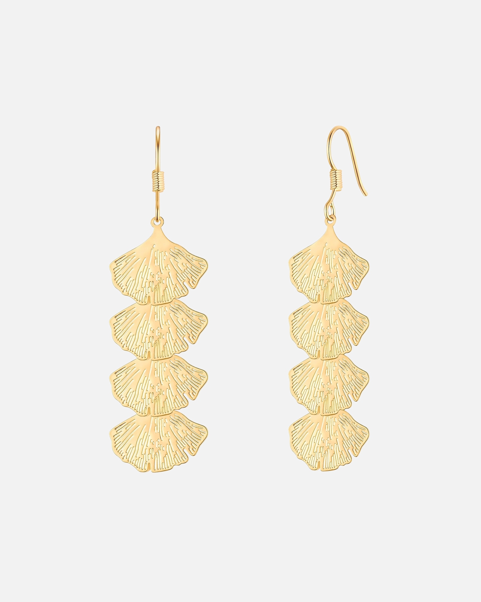 Ohrringe für Weiblich Yokoamii Ohrhänger Ginkgoblatt aus Metall-Legierung in gelbgold 63,0 mm