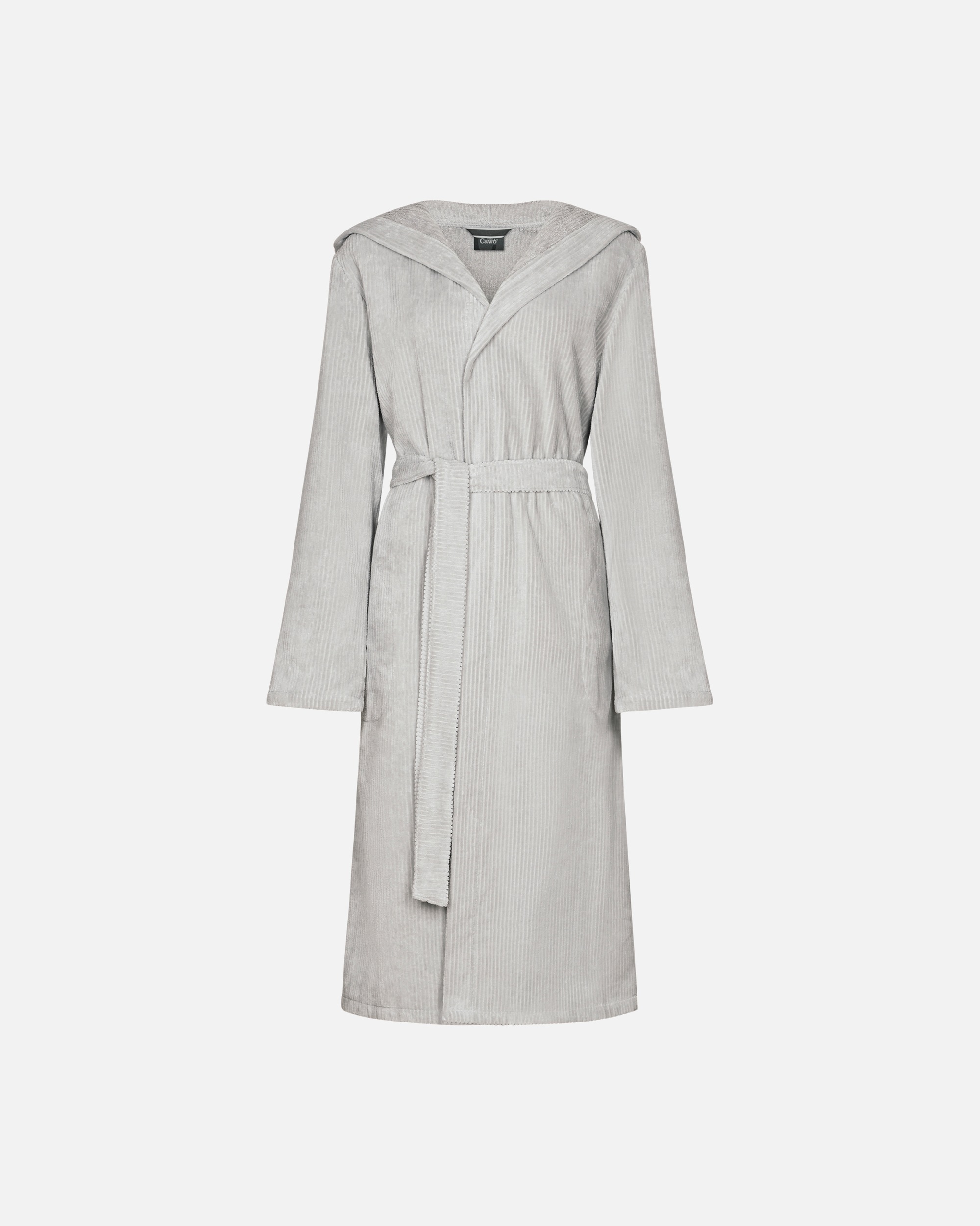 Bademantel für Unisex Cawö Cawö Bademäntel Damen Kapuze Cord-Optik 6140 silber - 713 S