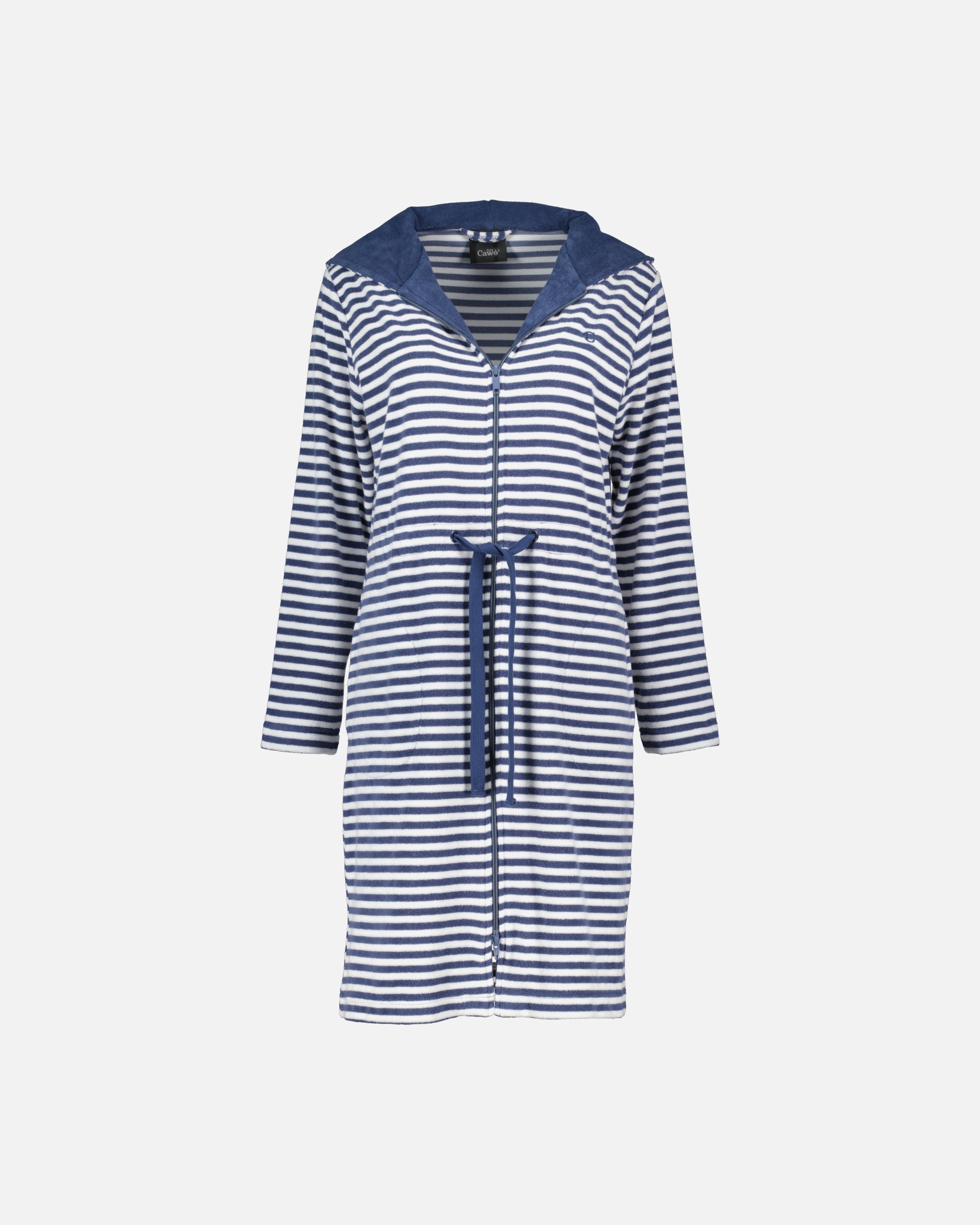 Bademantel für Weiblich Cawö Cawö Bademäntel Damen Kurzmantel mit Kapuze Campus 834 nachtblau - 16 1 Stück
