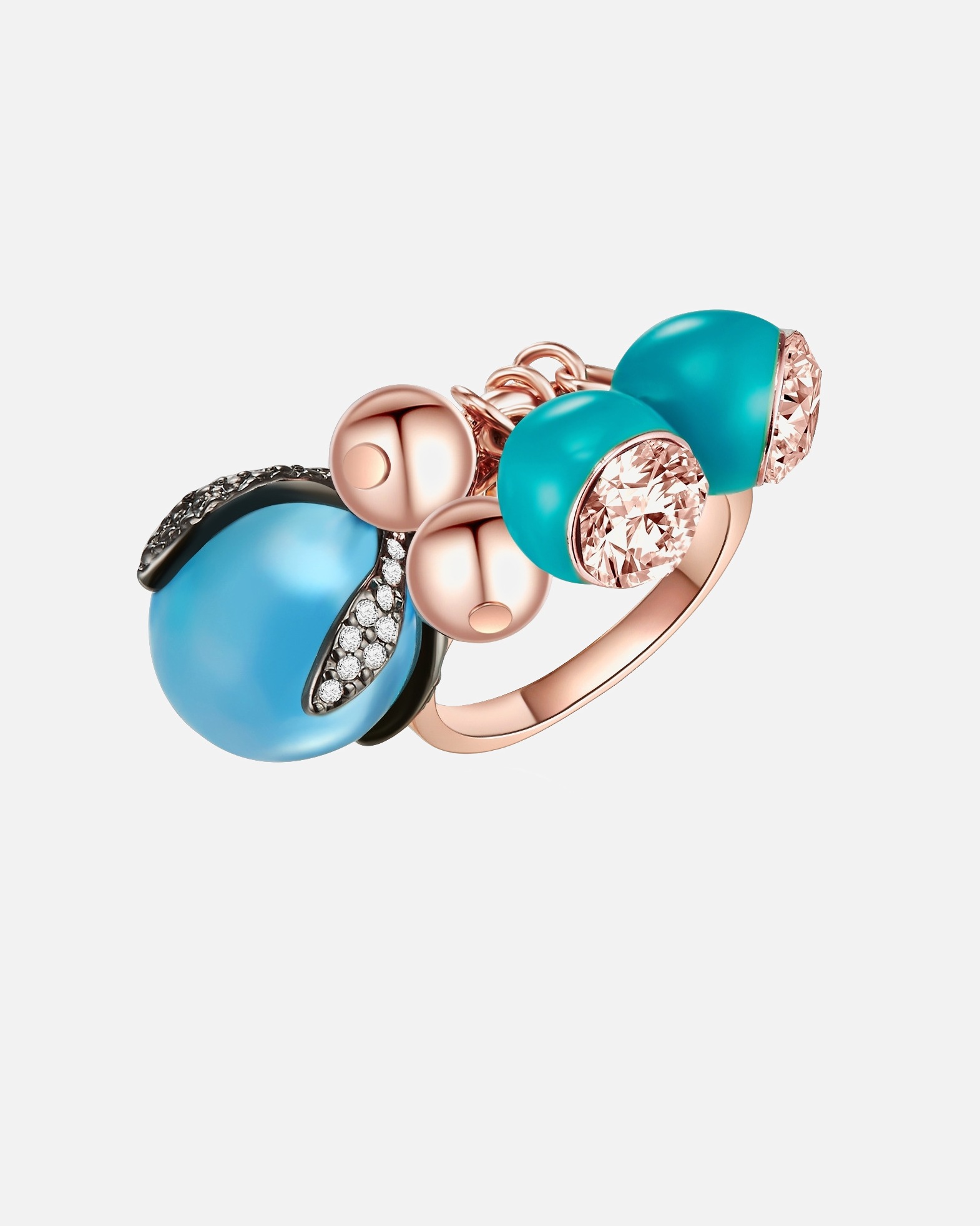 Ring für Weiblich Lulu & Jane Ring Metall-Legierung verziert mit Kristallen von Swarovski® in Roségold 54