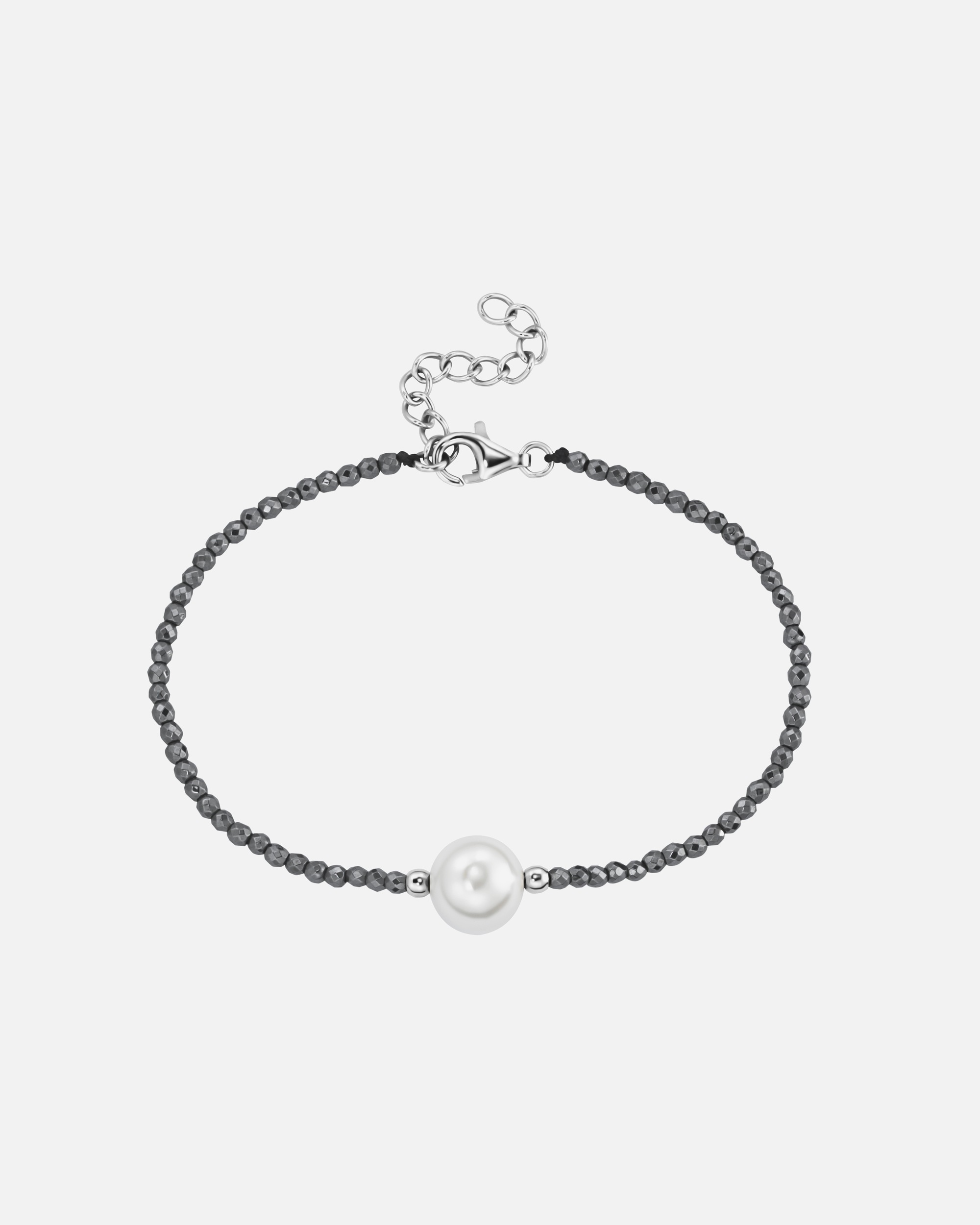 Armband für Unisex Smart Jewel Armband mit Edelstein-Kugeln + Muschelkern-Perle, Silber 925 Grau
