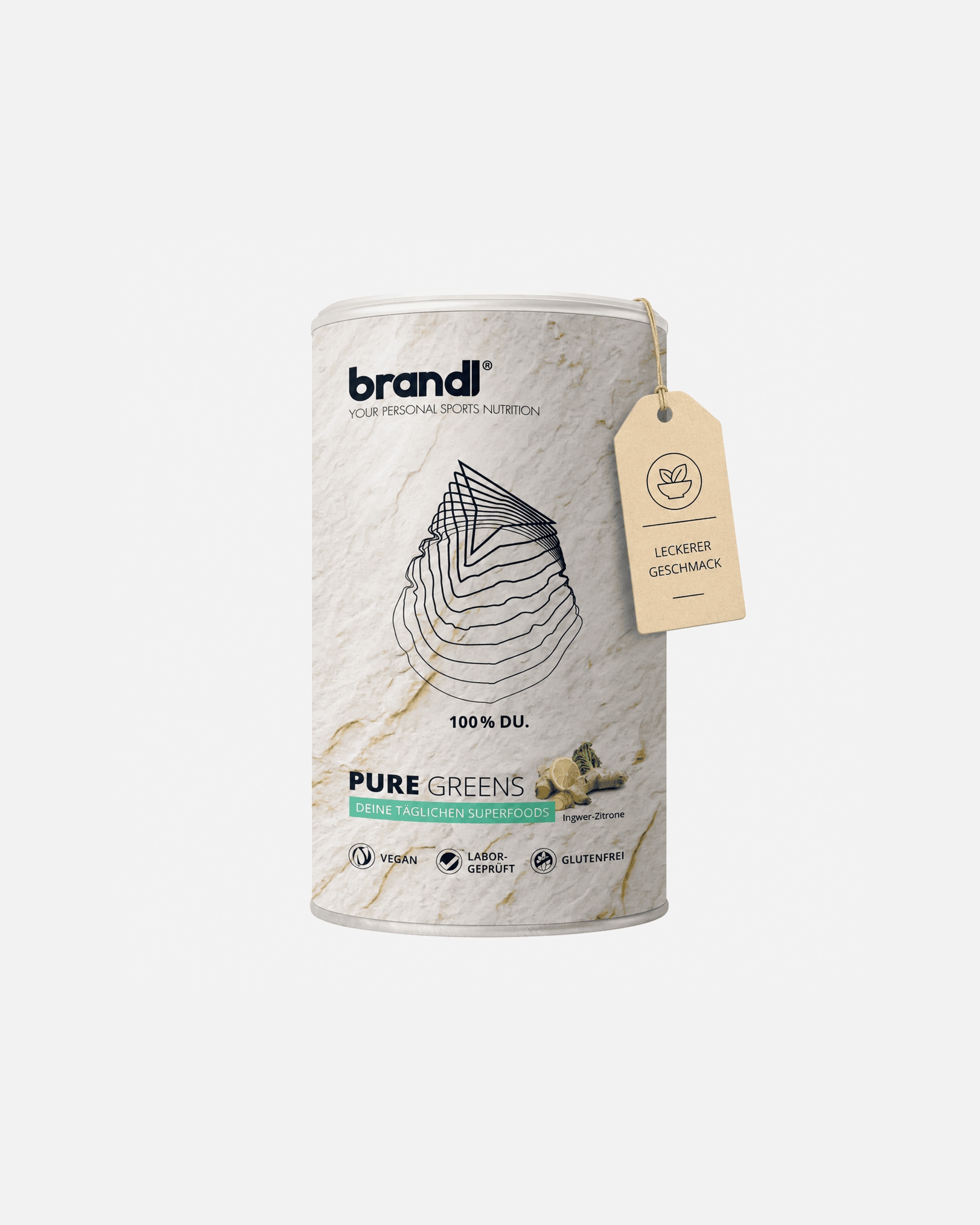Vitamine für Unisex Brandl Nutrition Superfood Greens Pulver mit Ashwagandha, Spirulina-Pulver, Ingwer, Brokkolisprossen uvm. 300 g