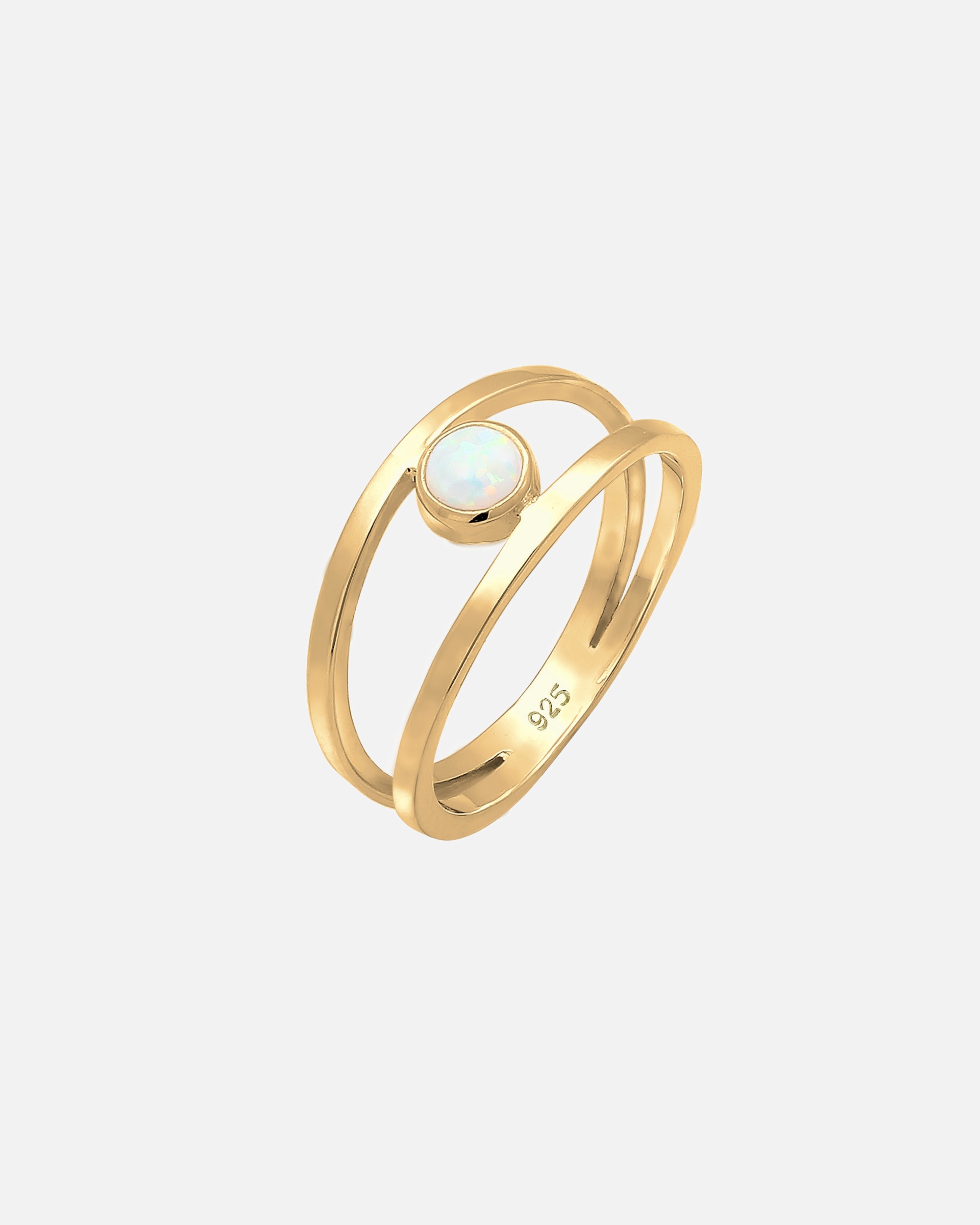 Ring für Weiblich Elli Bandring Zweireihig Synthetischer Opal 925 Silber 54