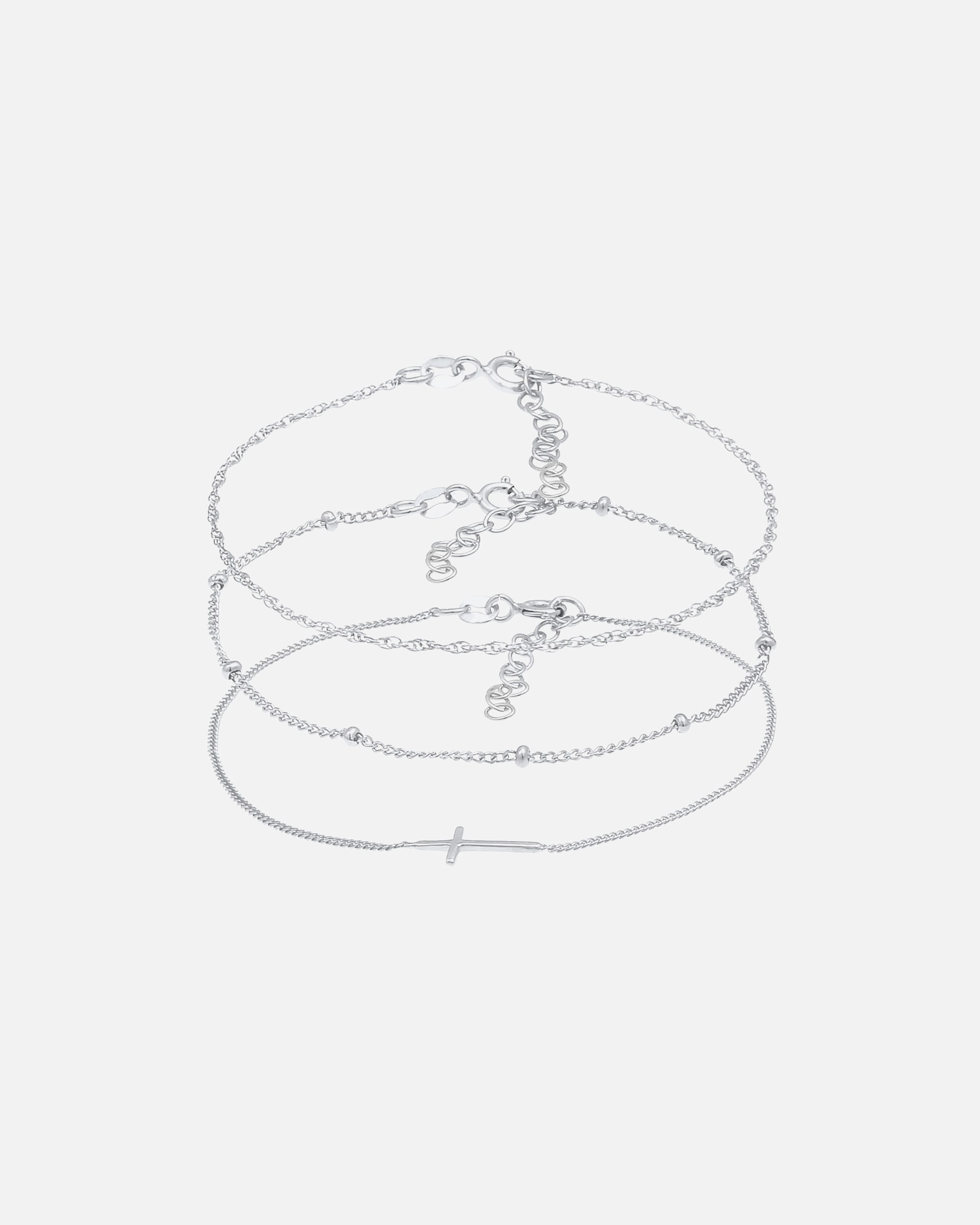 Armband für Weiblich Elli Gedreht Kugel Kreuz Design 3er Set 925 Silber 1 Stück