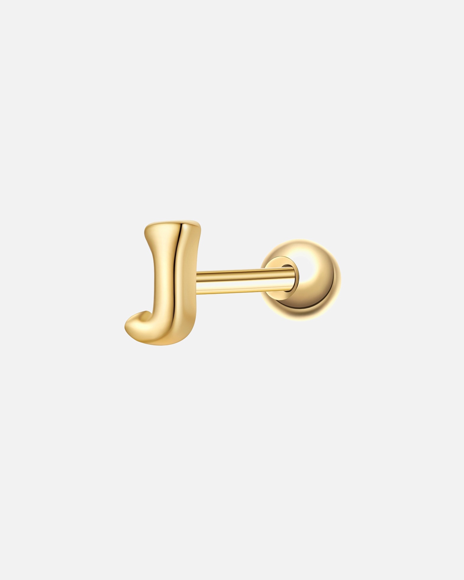 Ohrringe für Weiblich Piercing Buchstabe J aus Sterling Silber in gelbgold 4,4 mm