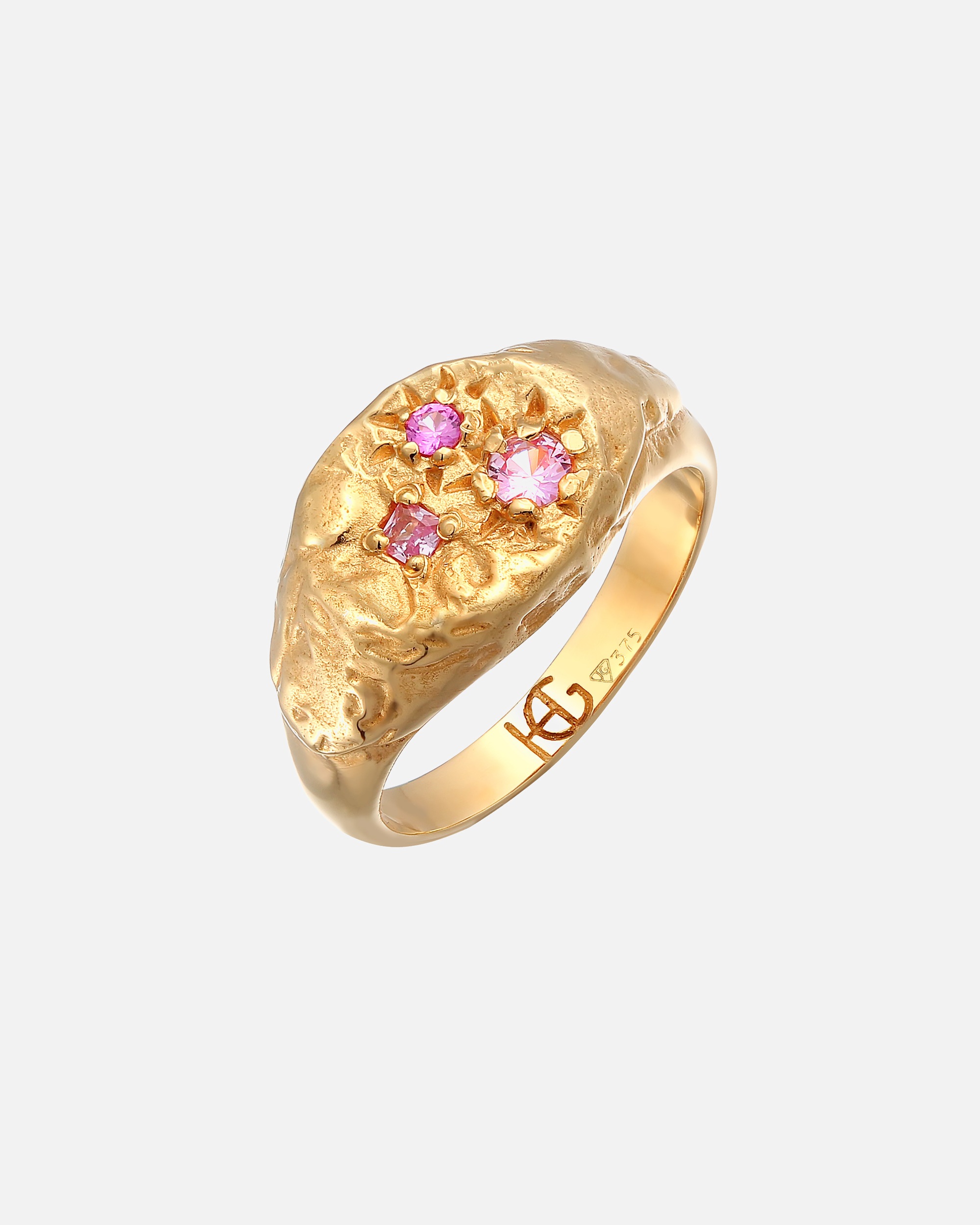 Ring für Weiblich Haze & Glory Default Brand Line Siegelring Saphir Rosa - Tilli 375er Gelbgold 52