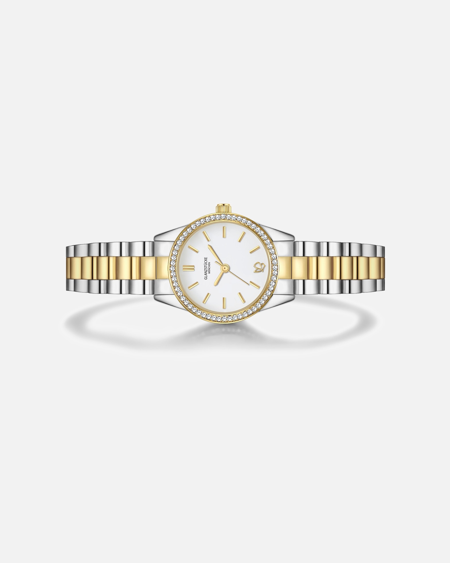 Uhr für Weiblich Glanzstücke München Armband-Uhr aus Edelstahl in silber/gelbgold 25,0 mm
