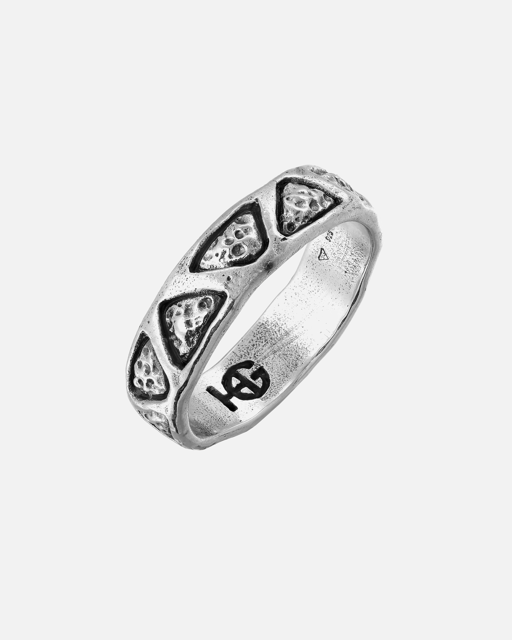 Ring für Männlich Haze & Glory Default Brand Line Bandring Dreieck Symbol - Azetec 925 Silber 66
