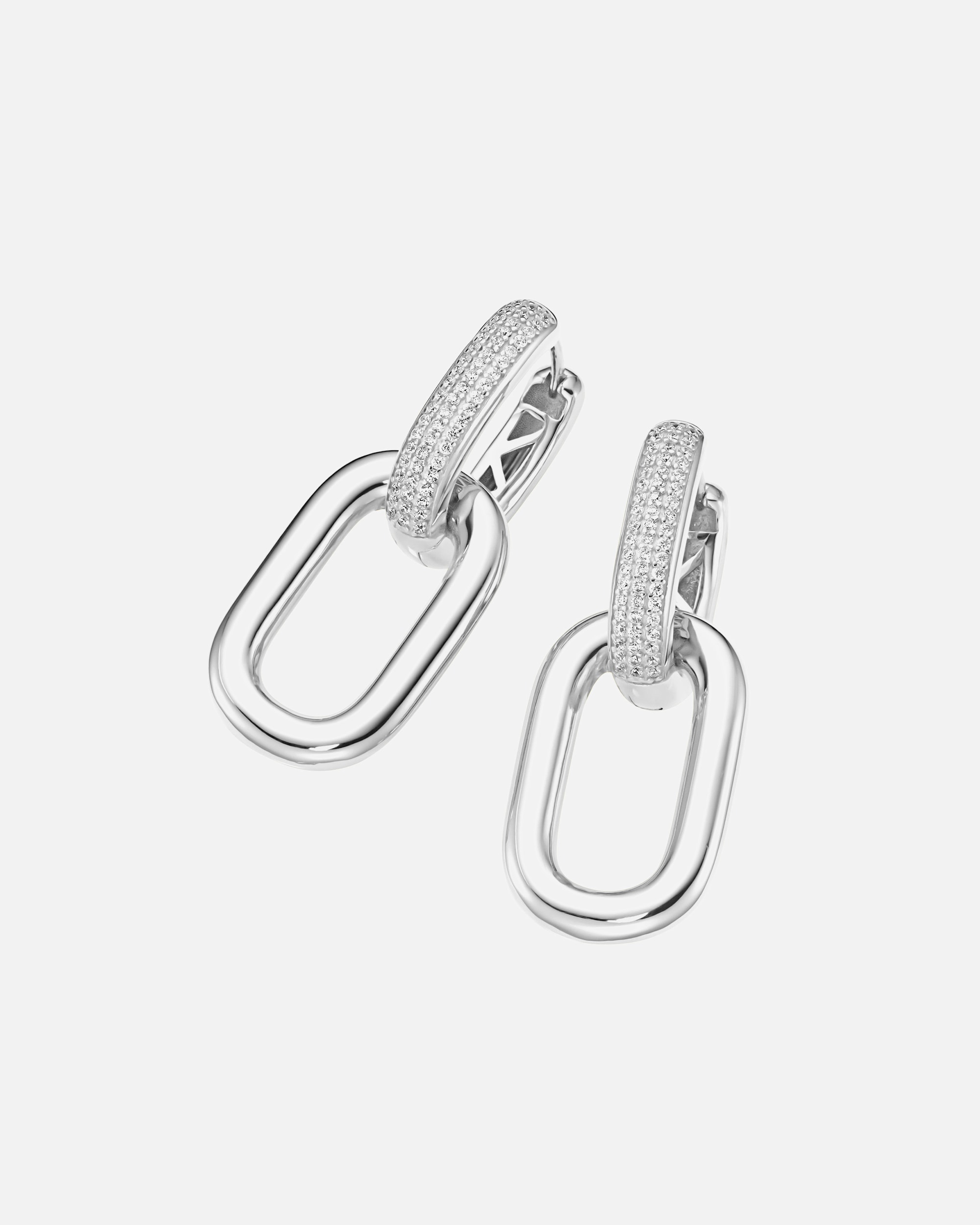 Ohrringe für Unisex Klappcreolen mit weißen Zirkonia, Silber 925 Silber