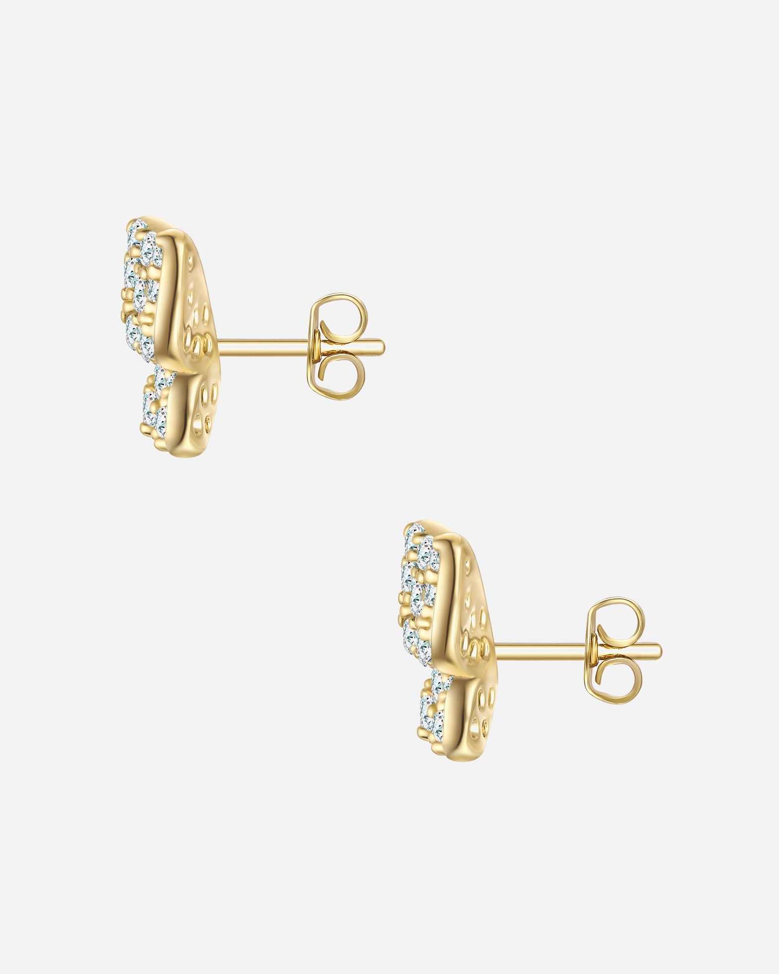 Ohrringe für Weiblich Yokoamii Ohrstecker Schmetterling aus Messing in gelbgold mit Zirkonia 8,0 mm