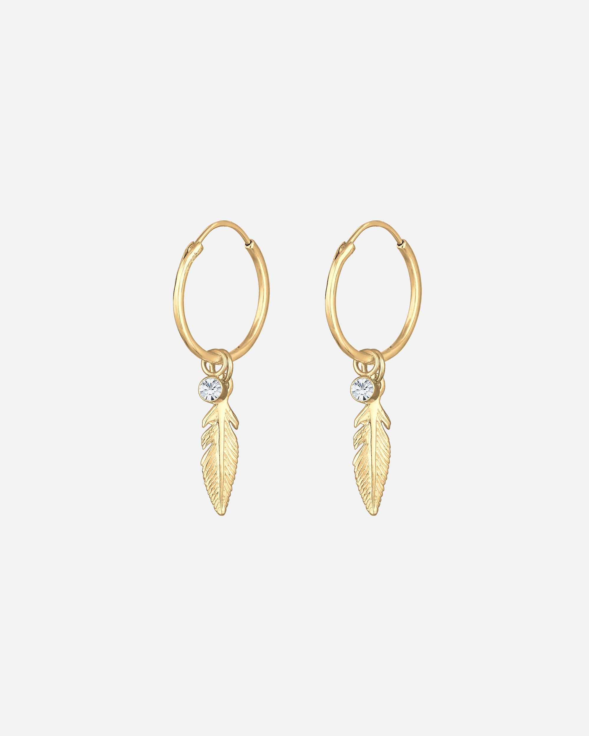 Creolen für Weiblich Elli Elli Ohrringe Creole Feder 925 Silber, mit Kristallen von Swarovski® 1 Stück