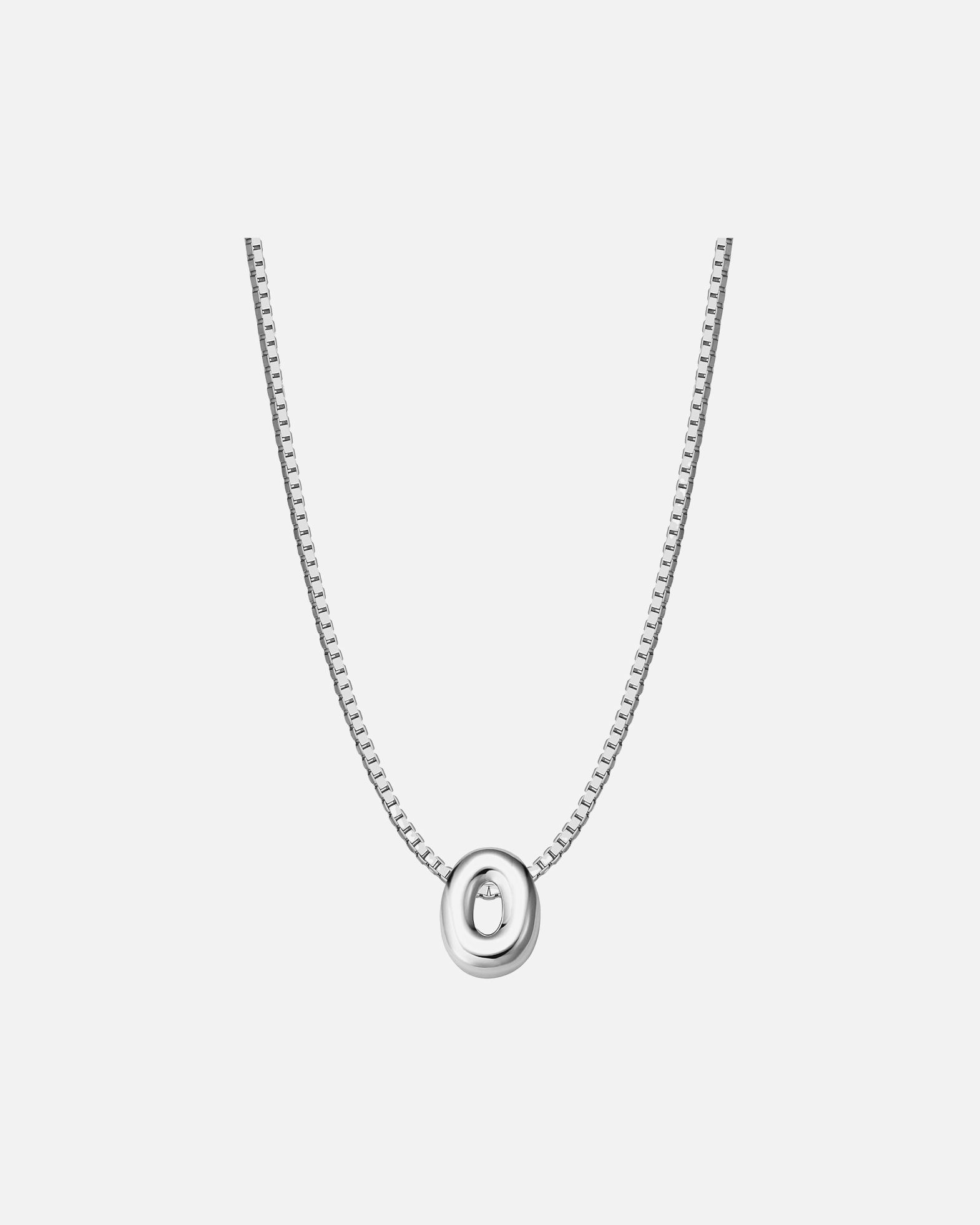 Halskette für Weiblich Halskette Buchstabe O aus Sterling Silber in silber 40,0 cm Basiskette + 5,0 cm Verlängerung