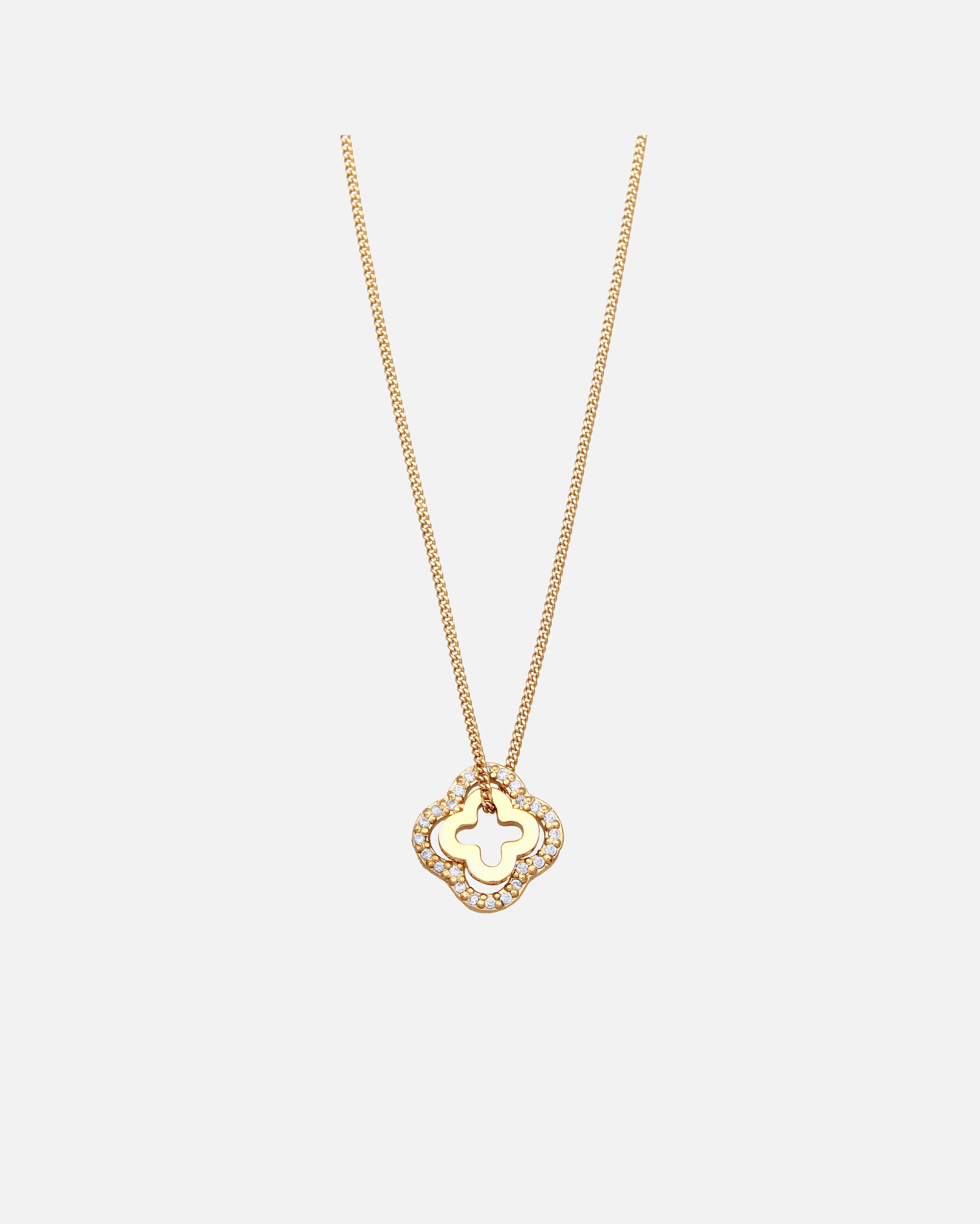 Halskette für Weiblich Elli Kleeblatt Zirkonia Weiß 925 Sterling Silber Gold