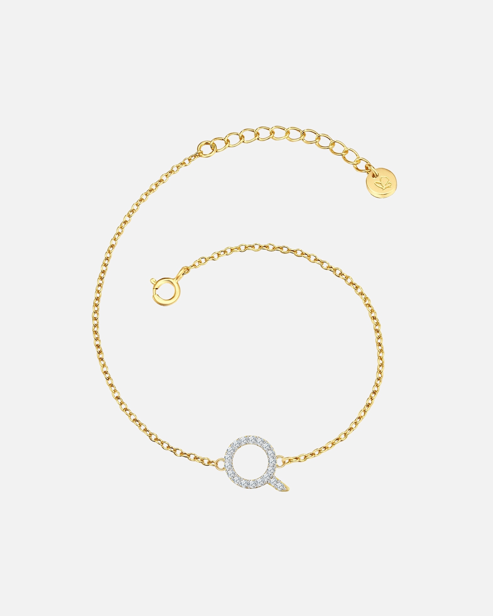 Armband für Weiblich Glanzstücke München Armband Buchstabe R Sterling Silber Zirkonia in Gelbgold 1 Stück