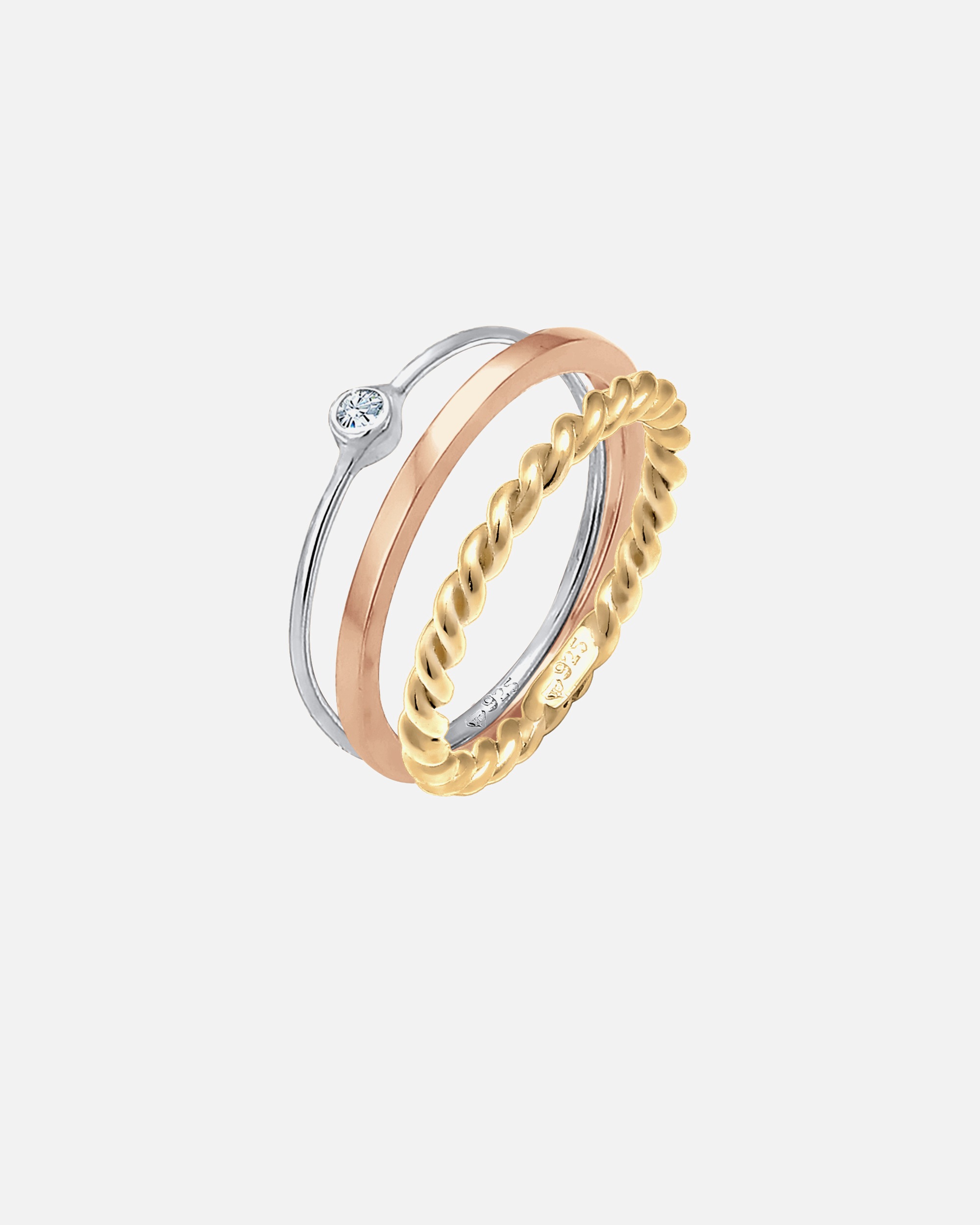 Ring für Weiblich Elli Ringset Solitär 925 Silber, mit Kristallen von Swarovski® 54