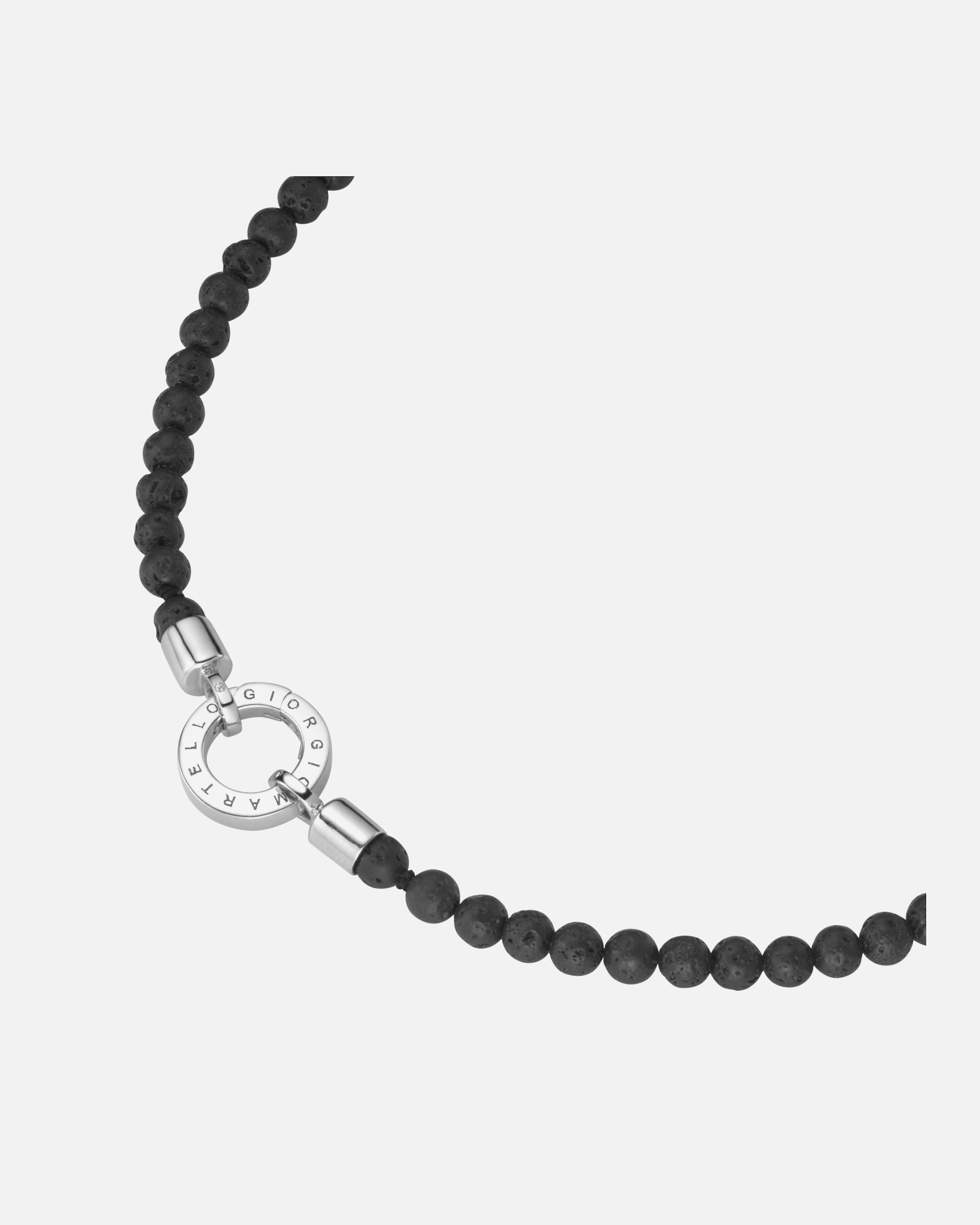 Halskette für Männlich Giorgio Martello Milano Kette aus Lavastein-Kugeln, Silber 925 60 cm
