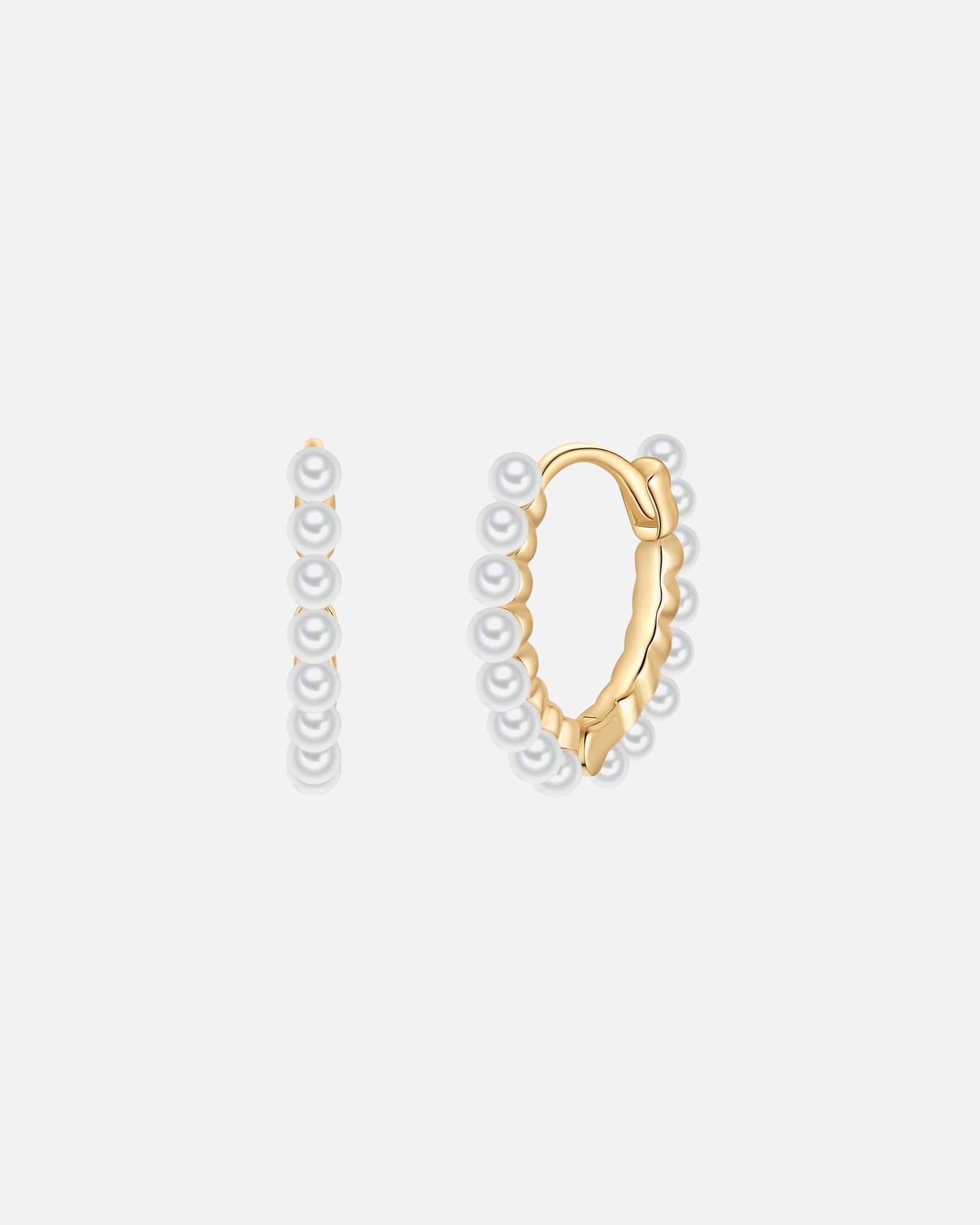 Creolen für Weiblich Perlen-Creolen aus Sterling Silber in gelbgold mit Perle (synth.) 10,2 mm