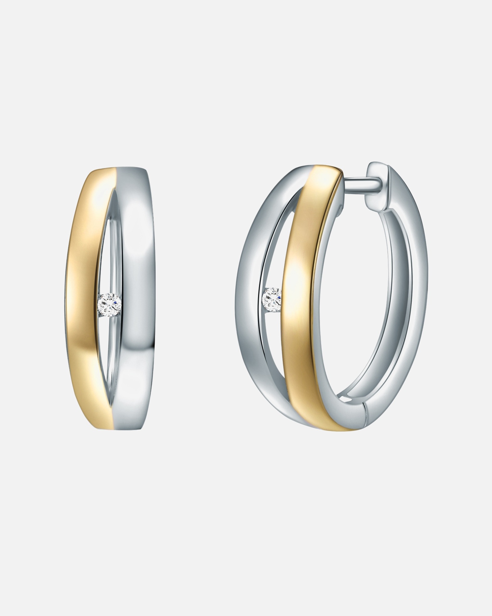 Creolen für Weiblich Lulu & Jane Diamant-Creolen Sterling Silber Diamant in Silber/Gelbgold 1 Stück