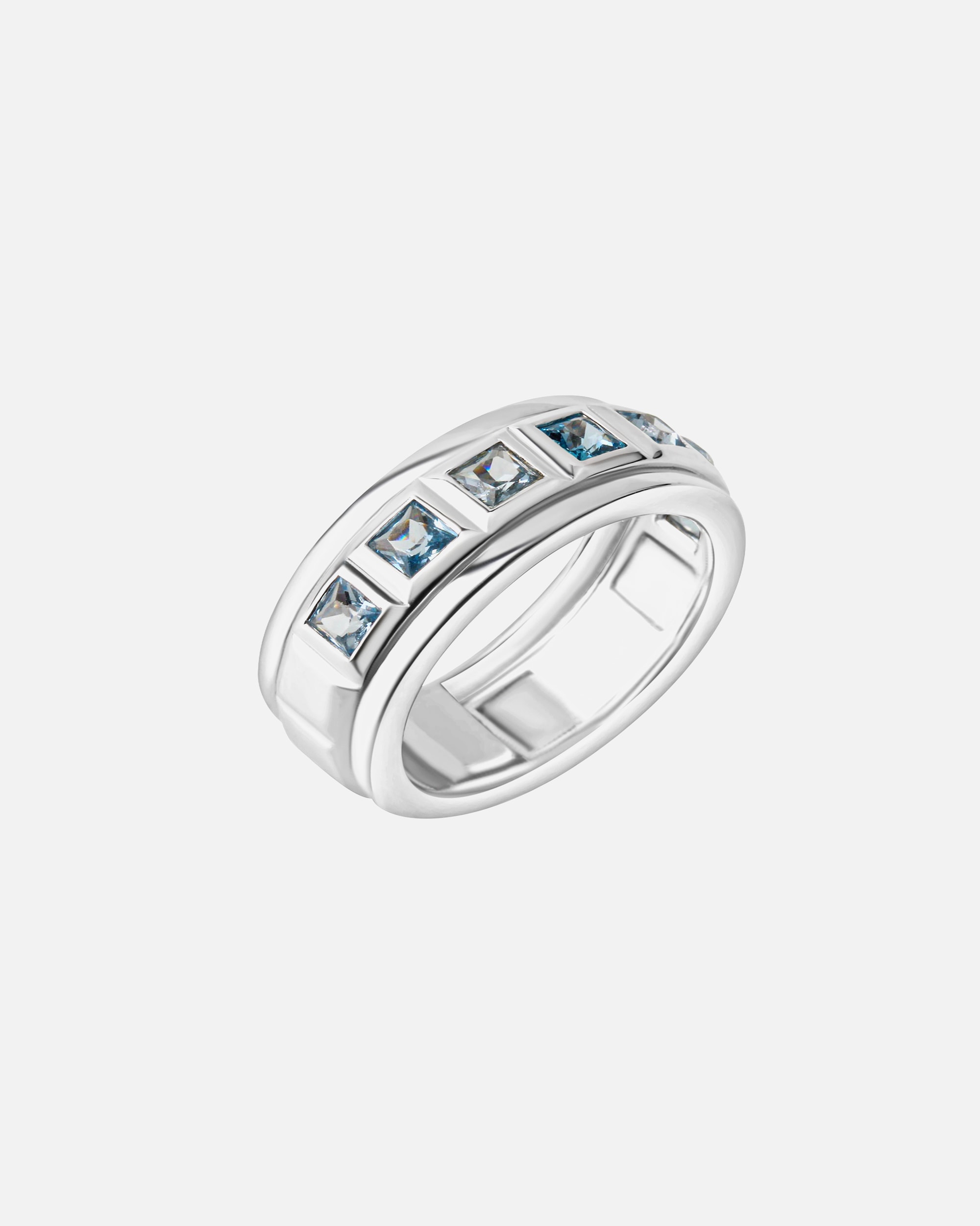 Ring für Weiblich Celesta Ring 925 Silber rhodiniert Blautopas 925/- Sterling Silber Blautopas beh. blau 054 (17,2)