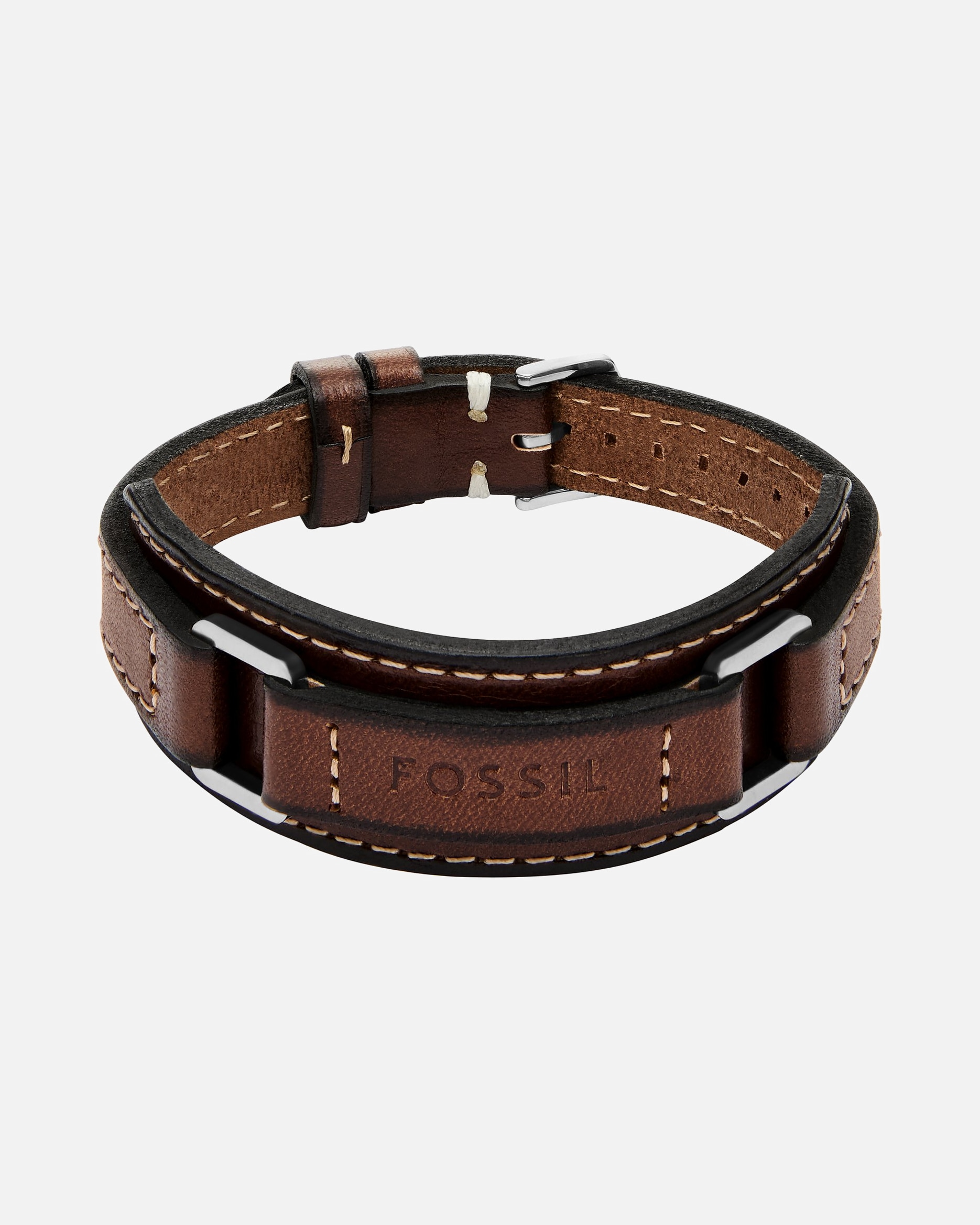 Armband für Männlich Fossil Armband Leder, Edelstahl One Size