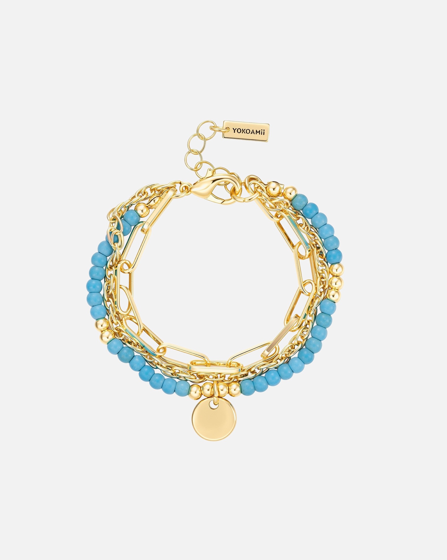 Armband für Weiblich Armband aus Metall-Legierung in gelbgold mit Naturstein 18,0 cm Basislänge + 3,0 cm Verlängerung