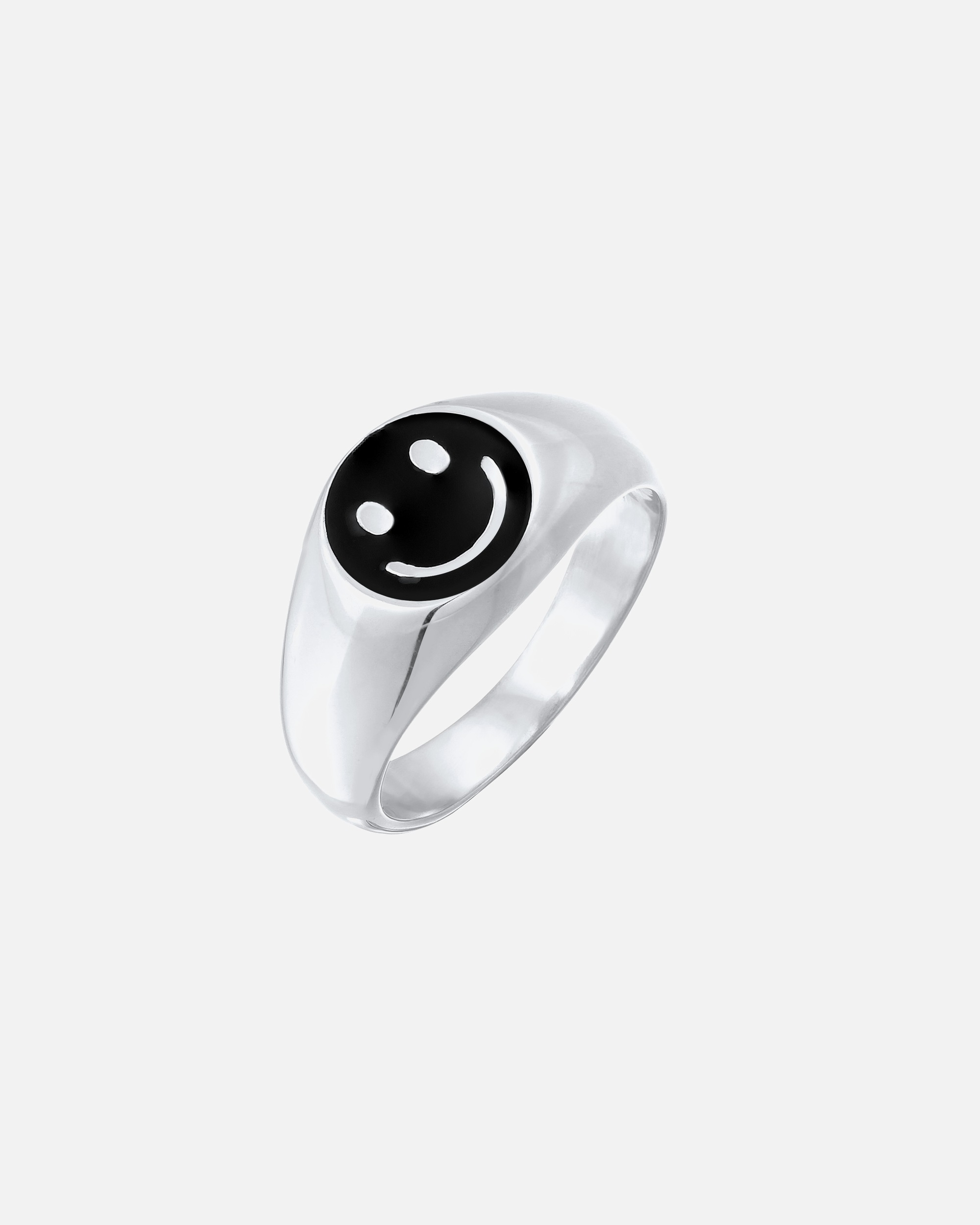 Ring für Männlich KUZZOI Herren Siegelring mit Smiling Face Emaille 925 Silber 64