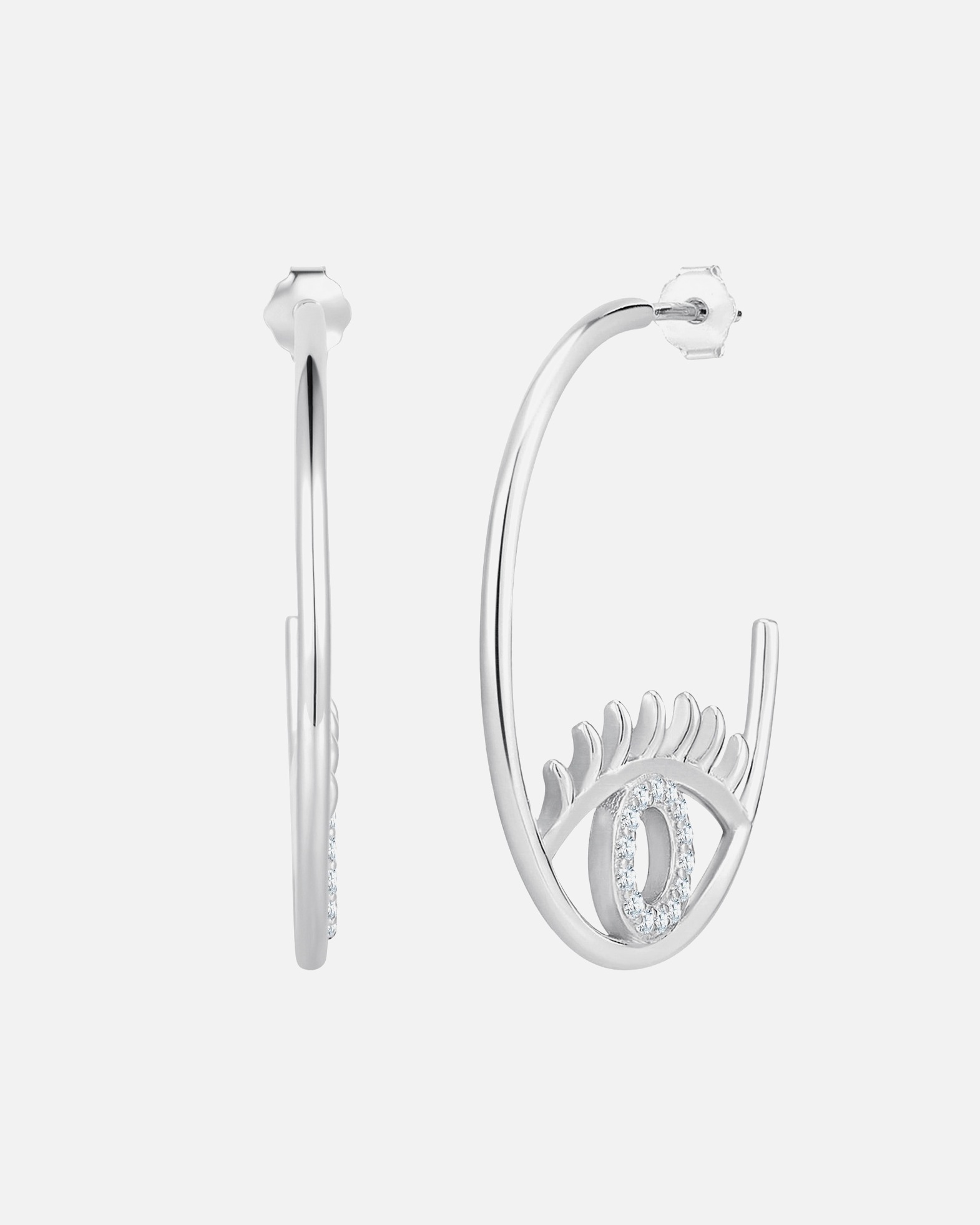 Creolen für Weiblich Glanzstücke München Creolen Allsehendes Auge aus Sterling Silber in Silber mit Zirkonia 1 Stück