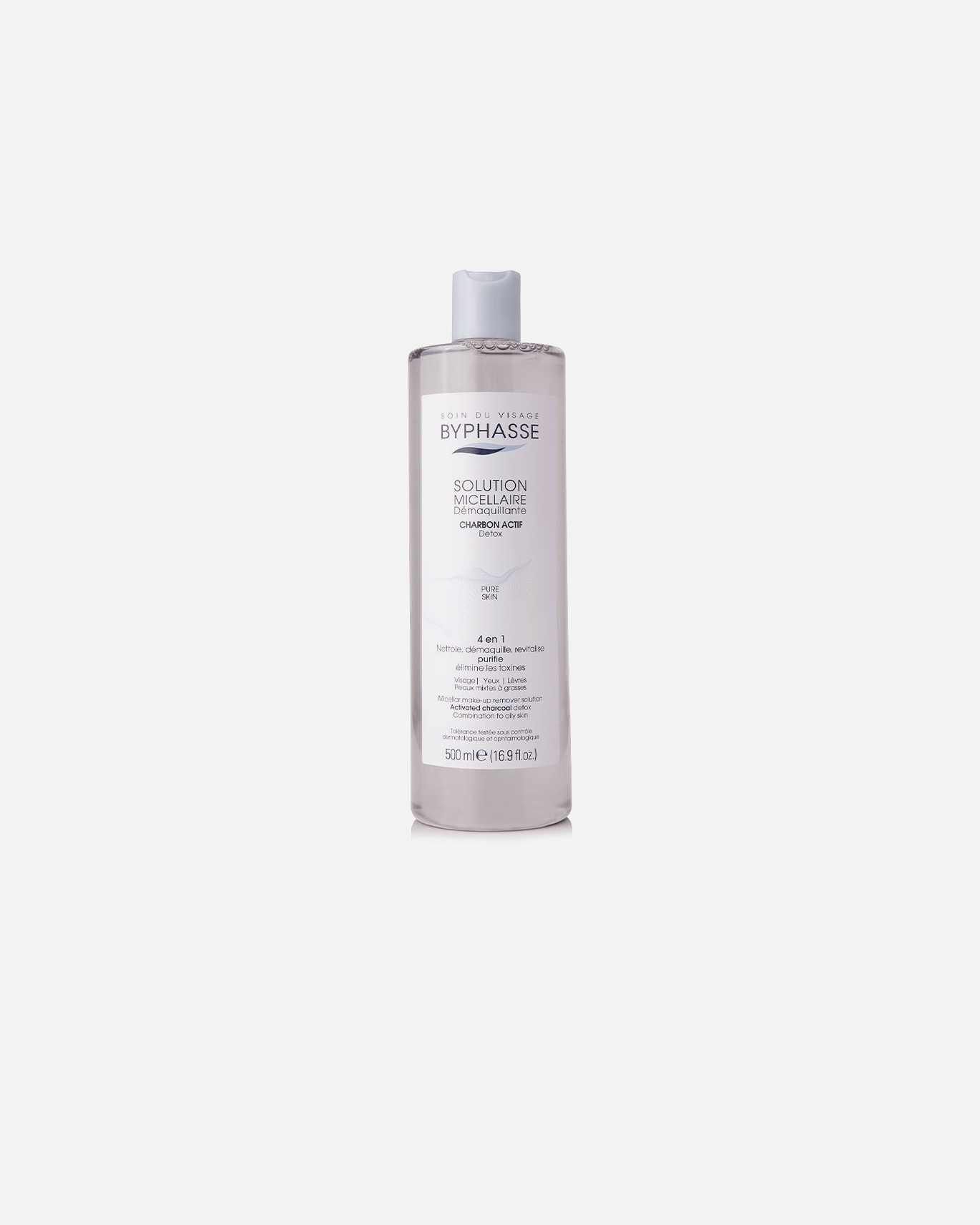 Mizellenwasser für Weiblich Byphasse MICELLAR SOLUTION Make-up-Entferner mit Aktivkohle 500 ml