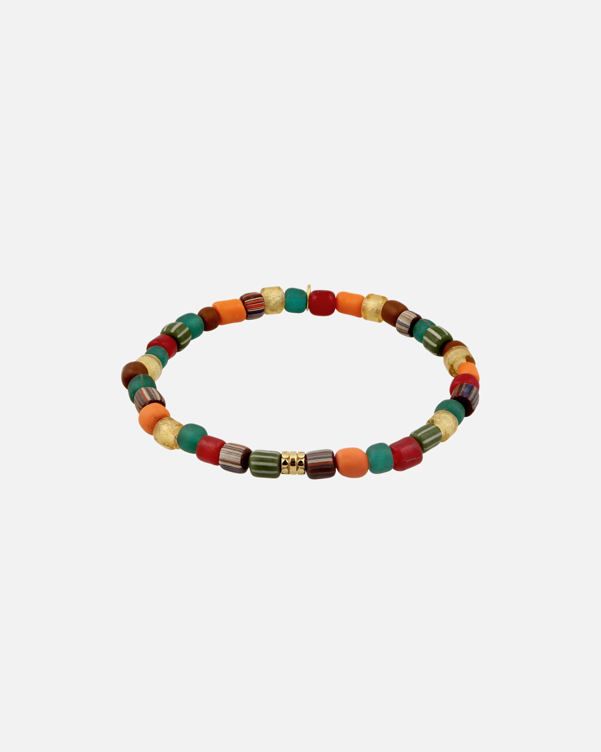 Armband für Männlich KUZZOI Glas Beads Orange Grün Vintage 925 Sterling Silber vergoldet 21