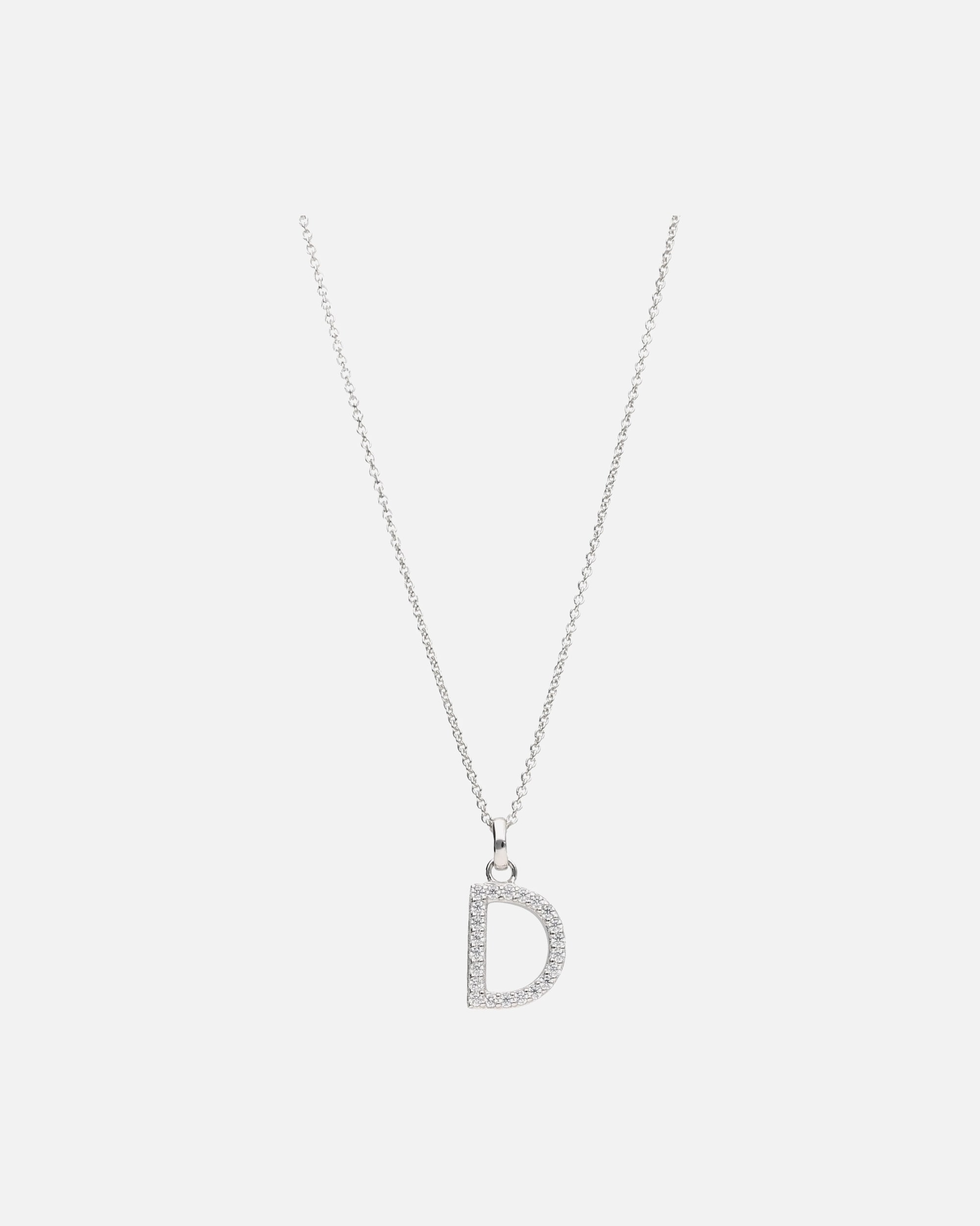Halskette für Weiblich Smart Jewel Kette Buchstabe D mit Zirkonia Steine, Silber 925 45 cm