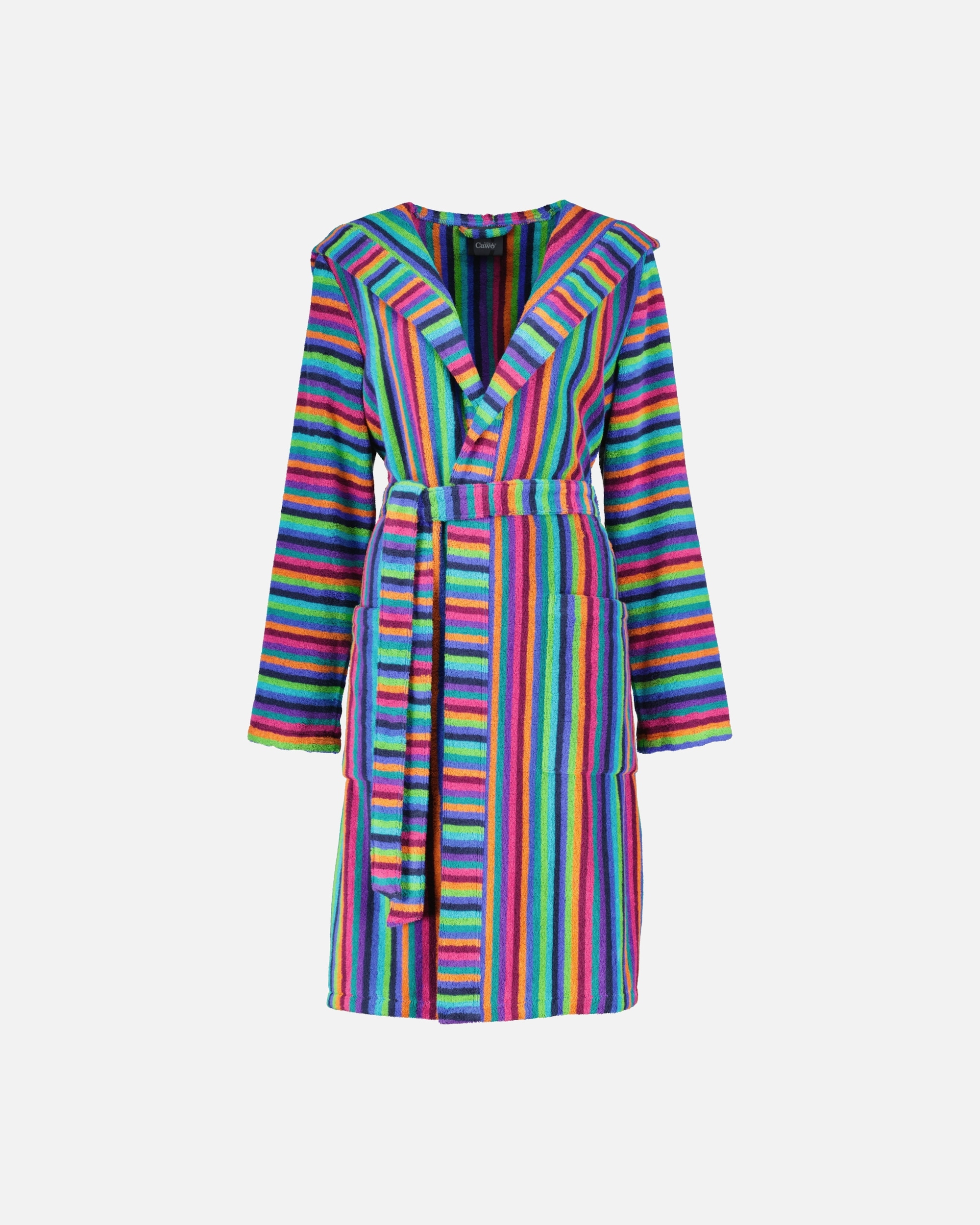 Bademantel für Weiblich Cawö Bademäntel Damen Kurzmantel mit Kapuze 7049 multicolor - 84 XS