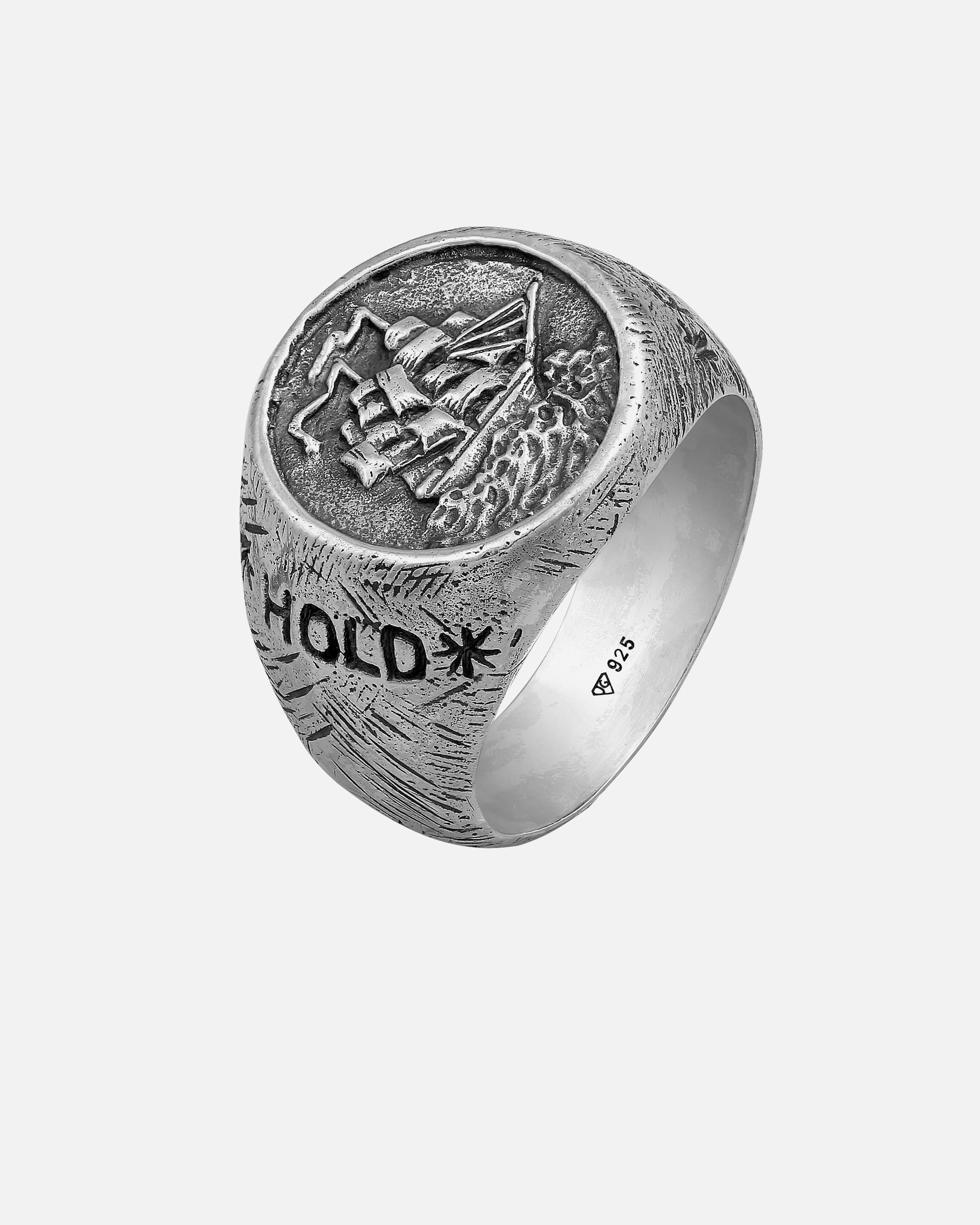 Ring für Männlich Haze & Glory Default Brand Line Siegelring - Hold Fast Piratenschiff 925 Silber 62