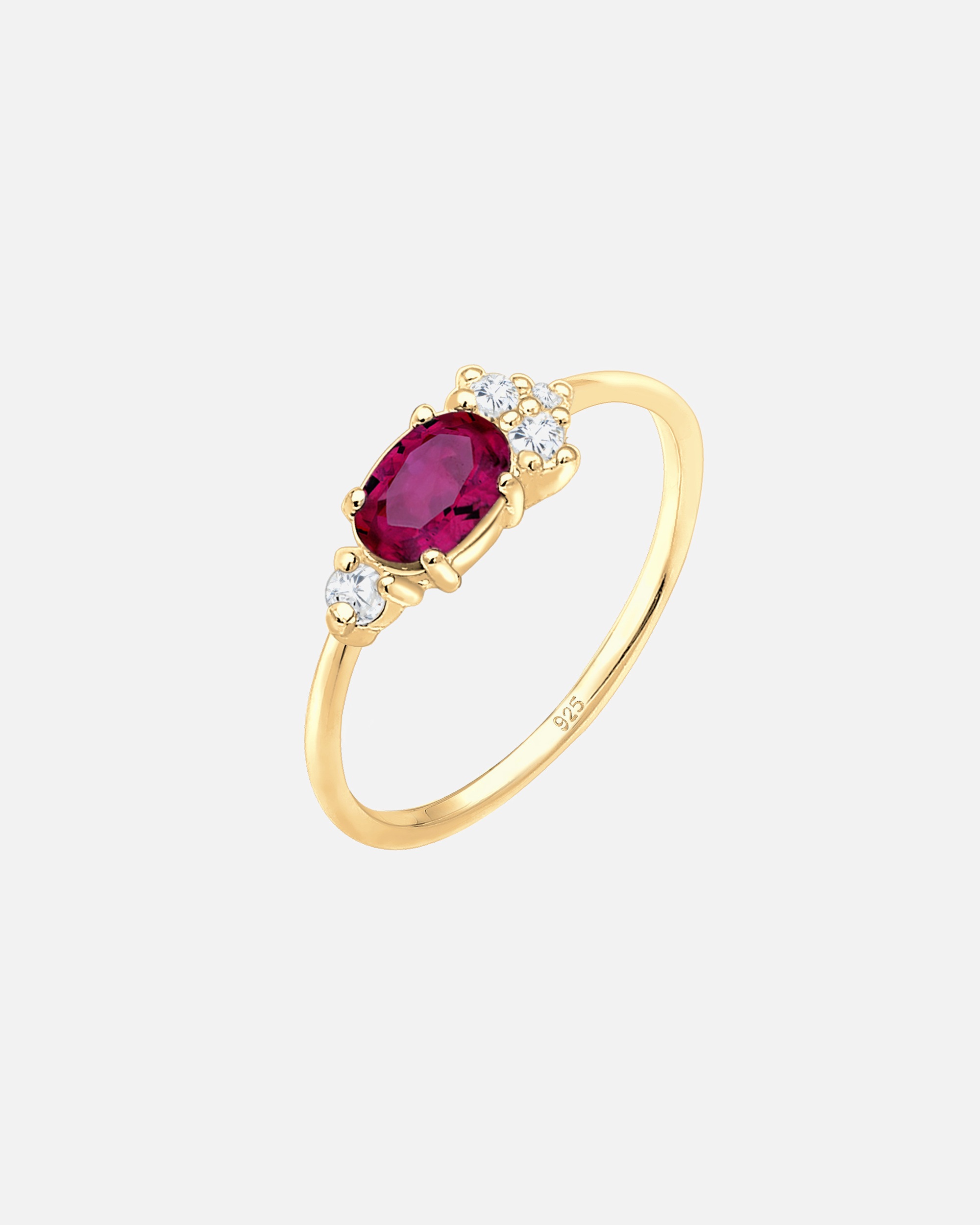 Ring für Weiblich Elli PREMIUM Zirkonia Synthetischer Rubin 925 Silber vergoldet 58