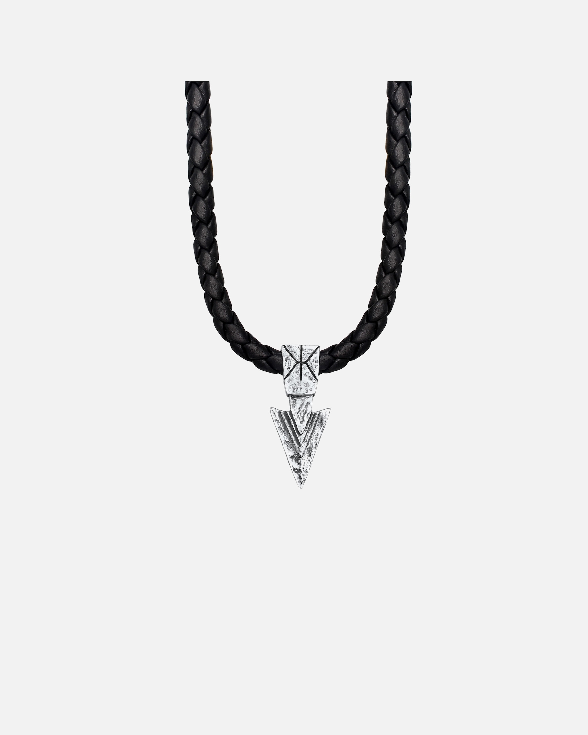 Halskette für Männlich KUZZOI Herren Lederkette Arrow Oxidiert Basic 925 Silber 1 Stück