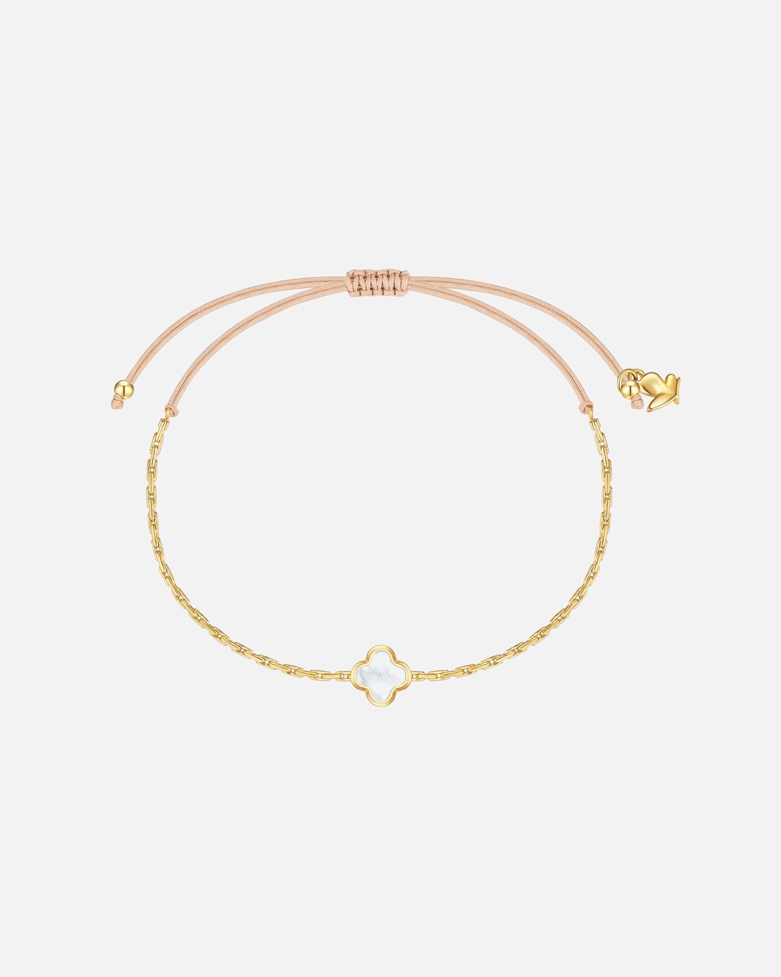 Armband für Weiblich Armband Kleeblatt aus Edelstahl in gelbgold mit Perlmutt 15,0 - 22,0 cm, flexibel einstellbar