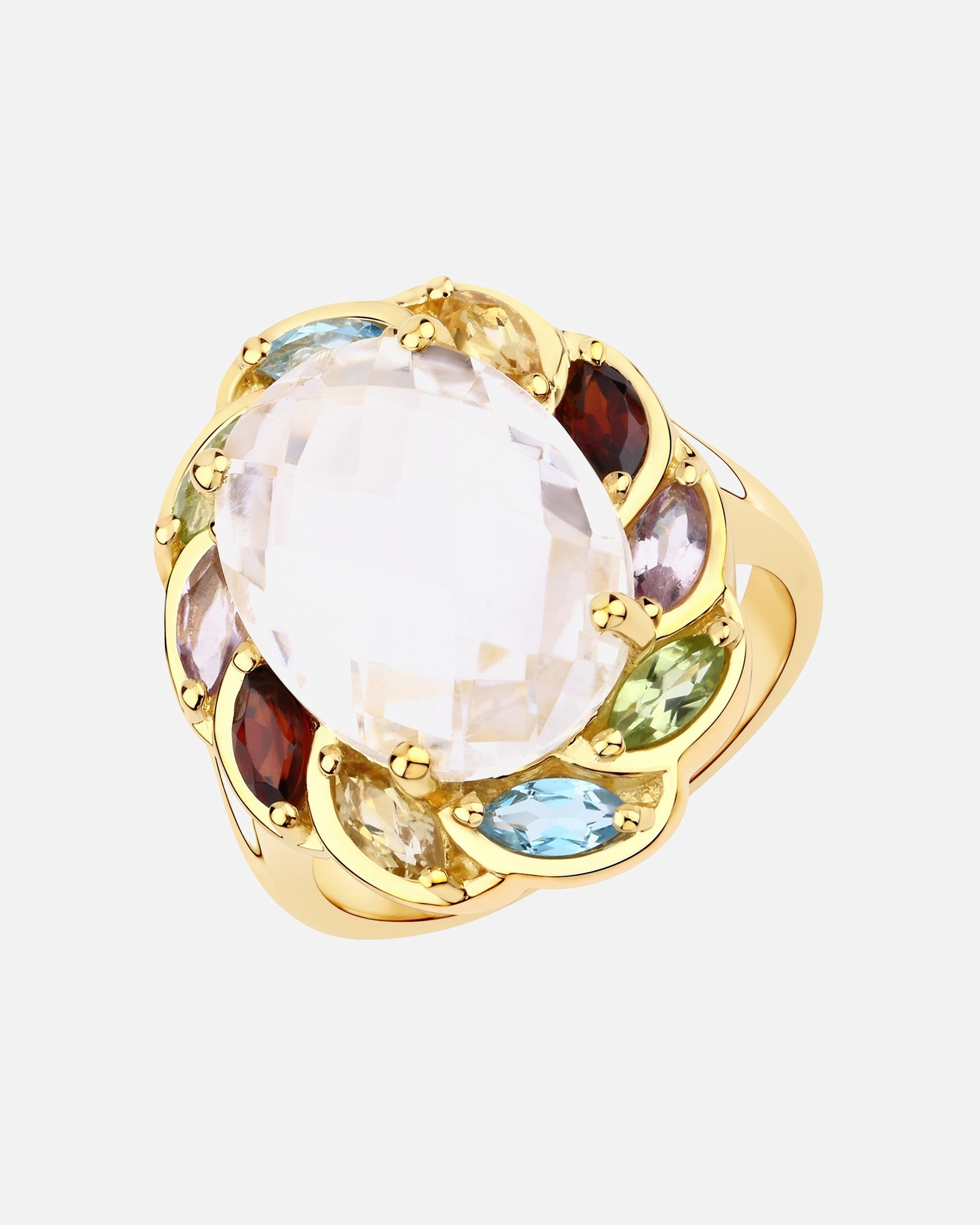 Ring für Weiblich Rafaela Donata Ring Sterling Silber Kristallquarz in Gelbgold 54