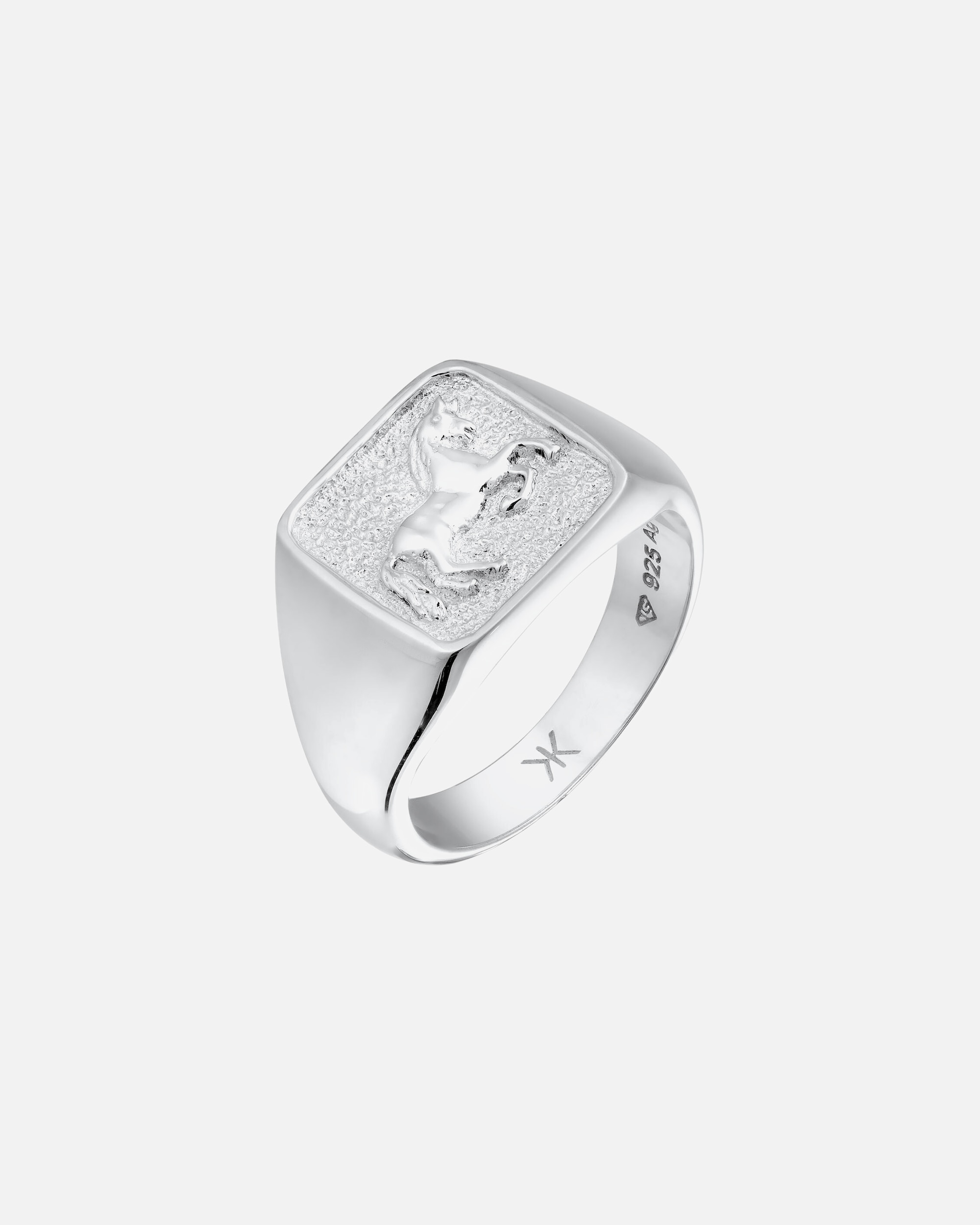 Ring für Männlich KUZZOI Siegelring Pferd 925 Sterling Silber 62
