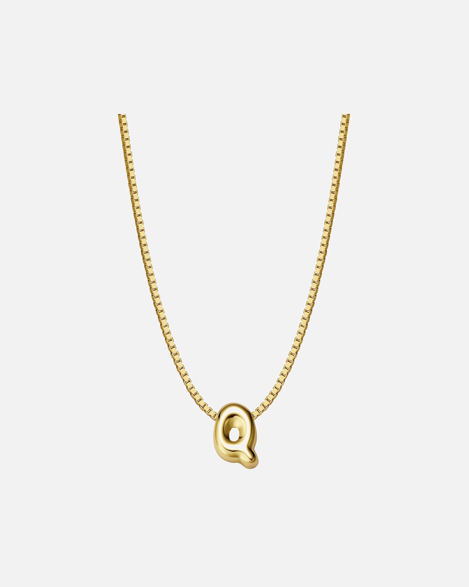 Halskette für Weiblich Halskette Buchstabe Q aus Sterling Silber in gelbgold 40,0 cm Basiskette + 5,0 cm Verlängerung