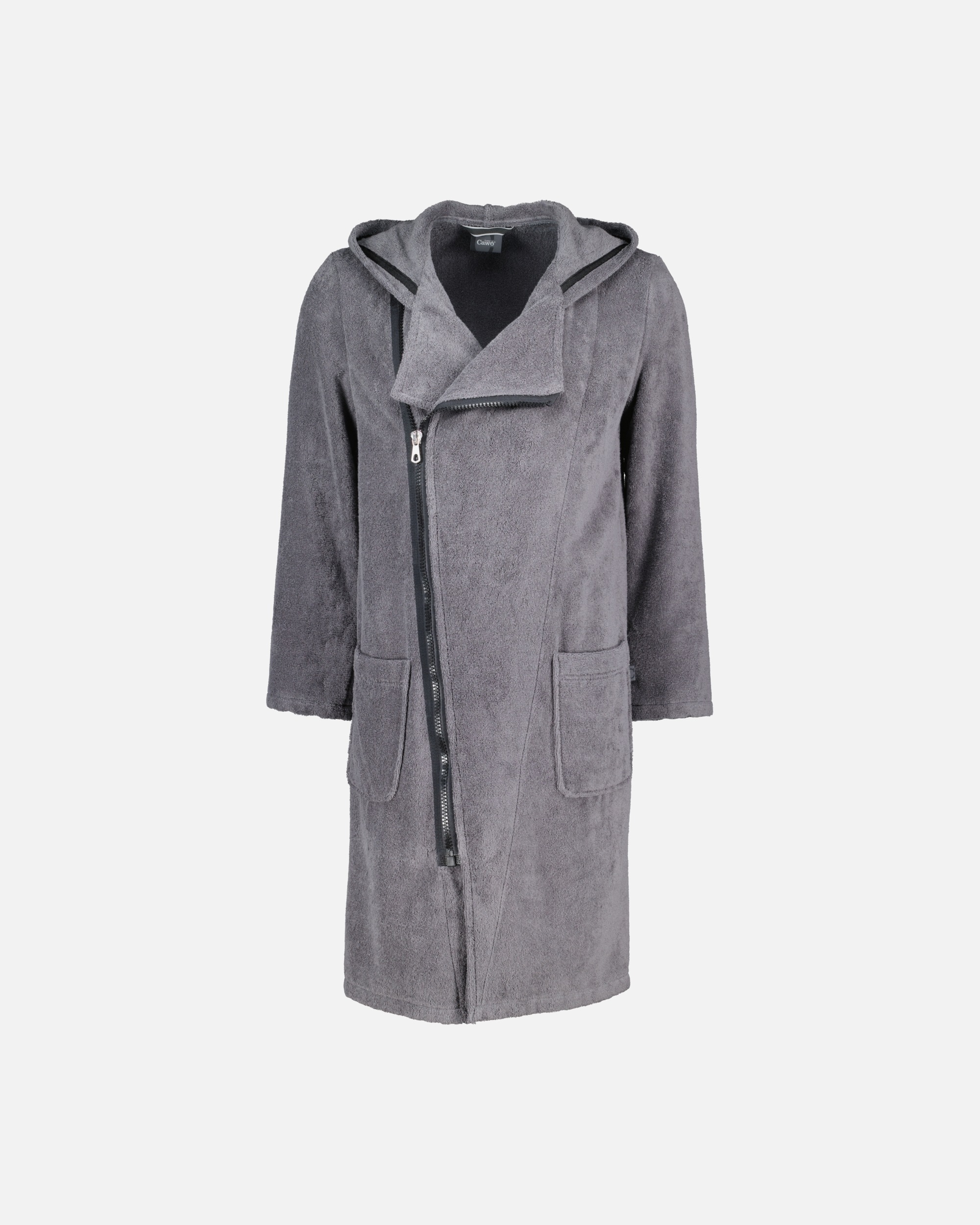 Bademantel für Männlich Cawö Bademäntel Herren Kapuze New Zipper 6516 anthrazit-schwarz - 774 L