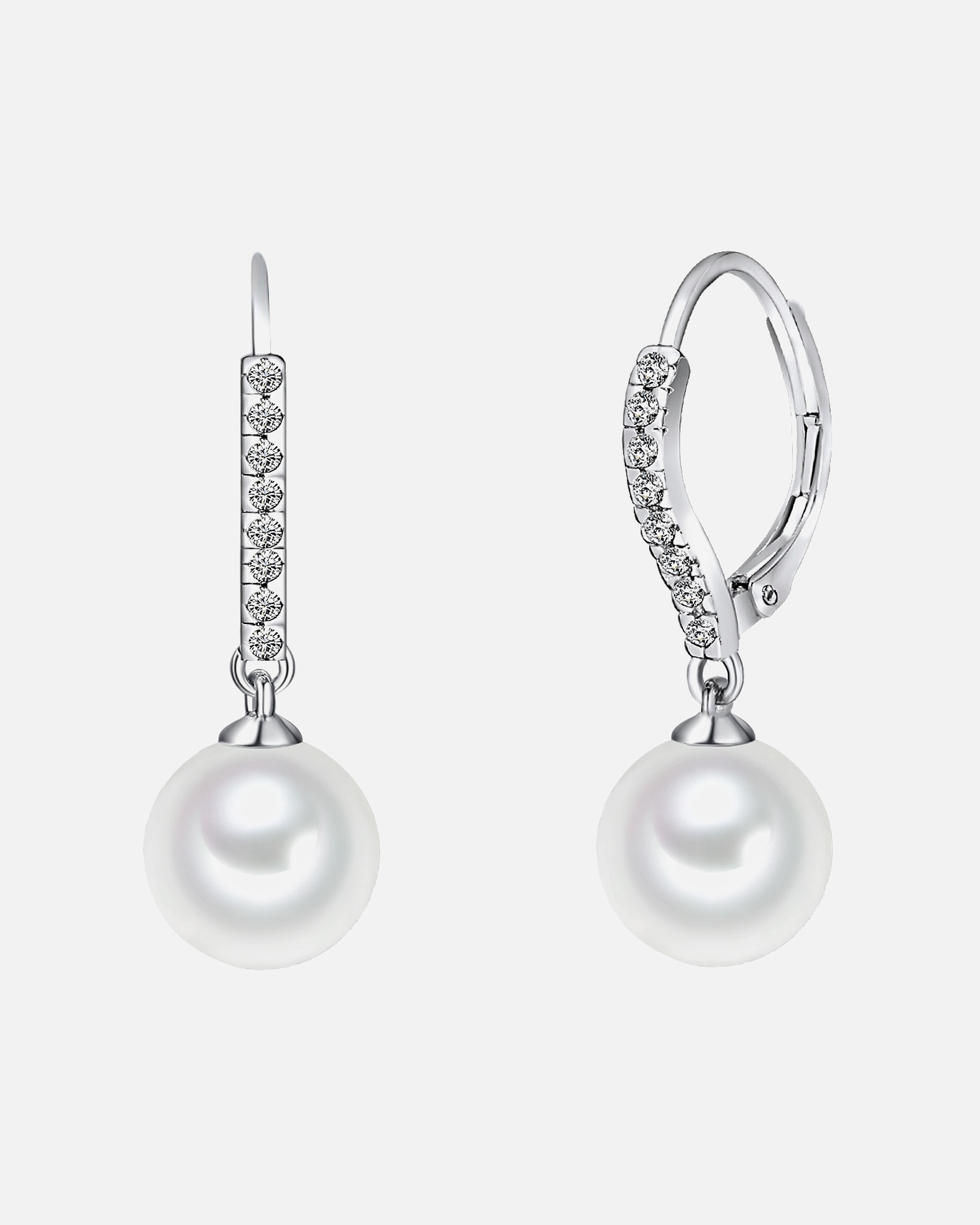 Ohrringe für Weiblich Lulu & Jane Perlen-Ohrhänger Messing Zirkonia Muschelkernperle in Silber 1 Stück