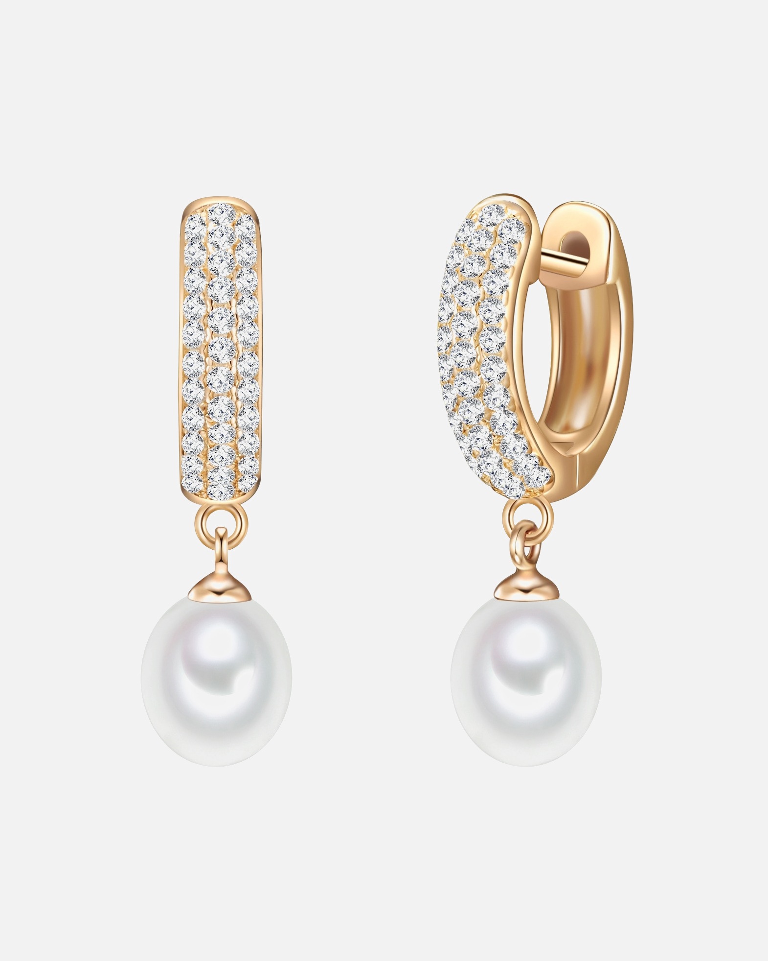 Creolen für Weiblich Valero Pearls Creolen Sterling Silber Zirkonia Süßwasser-Zuchtperle in Silber 1 Stück