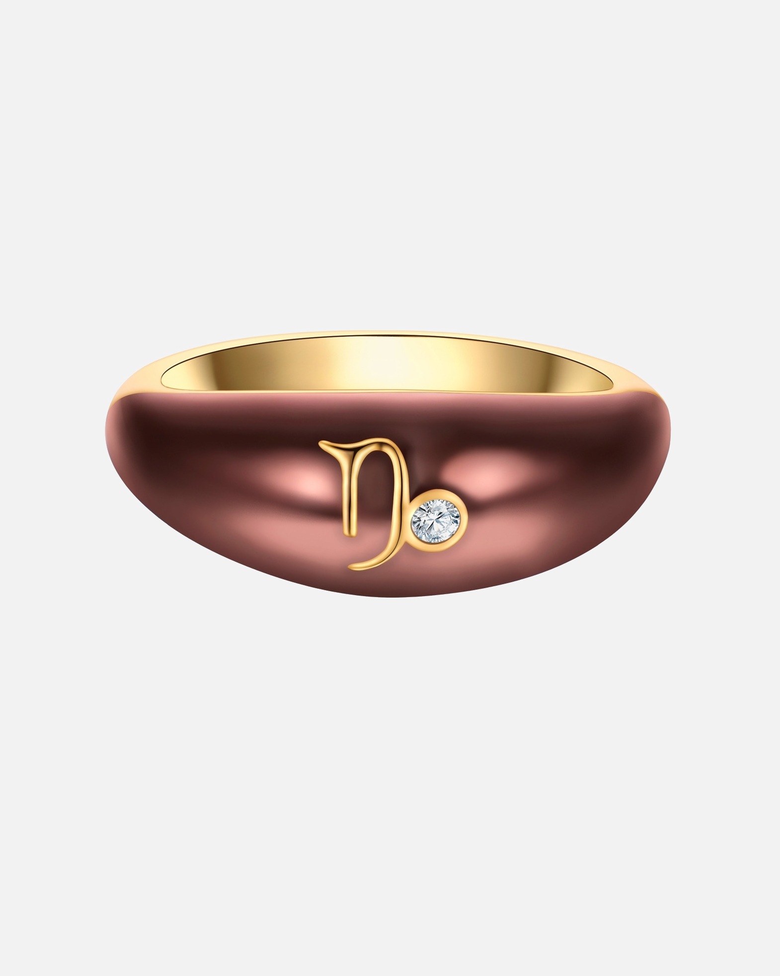 Ring für Weiblich Glanzstücke München Ring Sternzeichen Steinbock aus Sterling Silber in Gelbgold mit Zirkonia 48