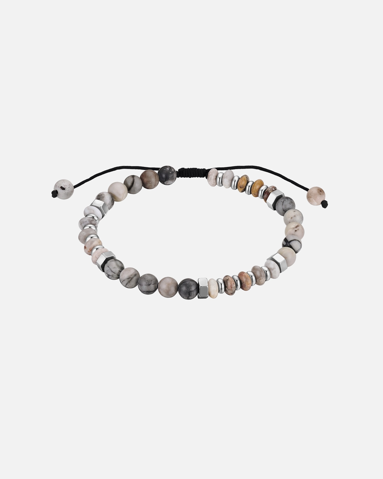 Armband für Männlich Armband aus Edelstahl in silber mit Picassojaspis 19,0 - 23,0 cm, flexibel einstellbar