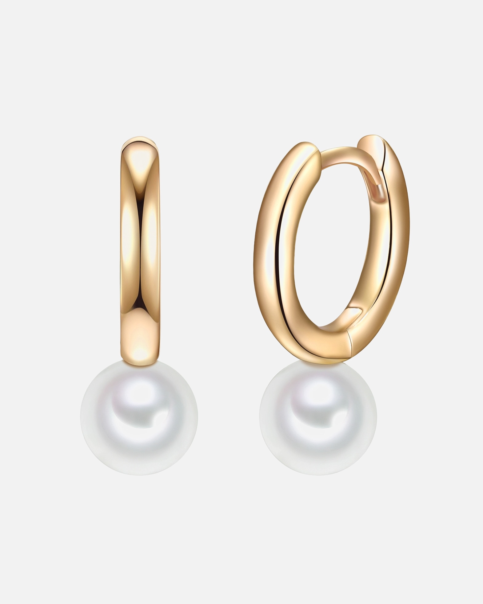 Creolen für Weiblich Valero Pearls Creolen Sterling Silber Süßwasser-Zuchtperle in Roségold 1 Stück