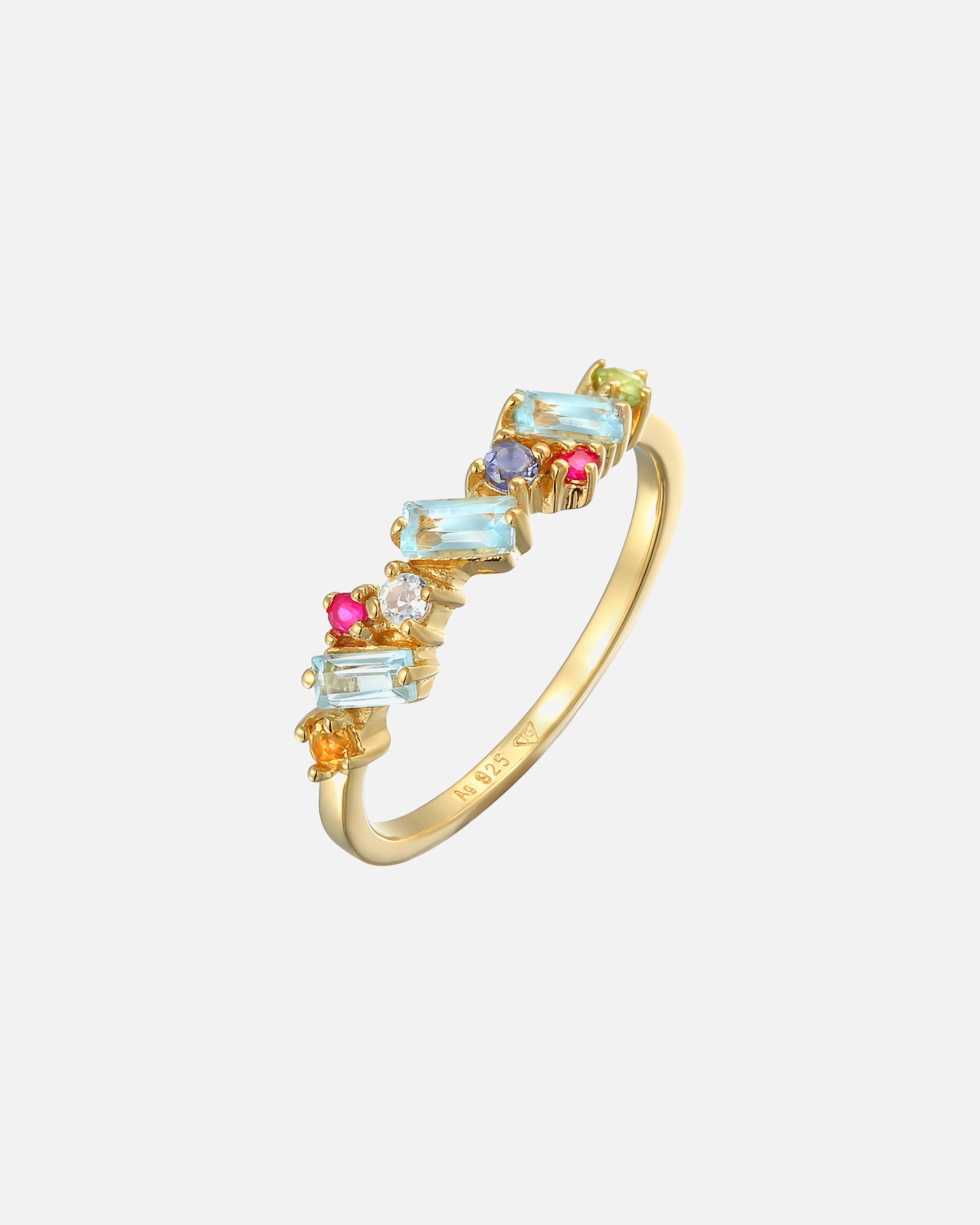 Ring für Weiblich Elli PREMIUM Elli PREMIUM Ring Peridot Topas Mondstein Glamour 925 Silber vergoldet 54