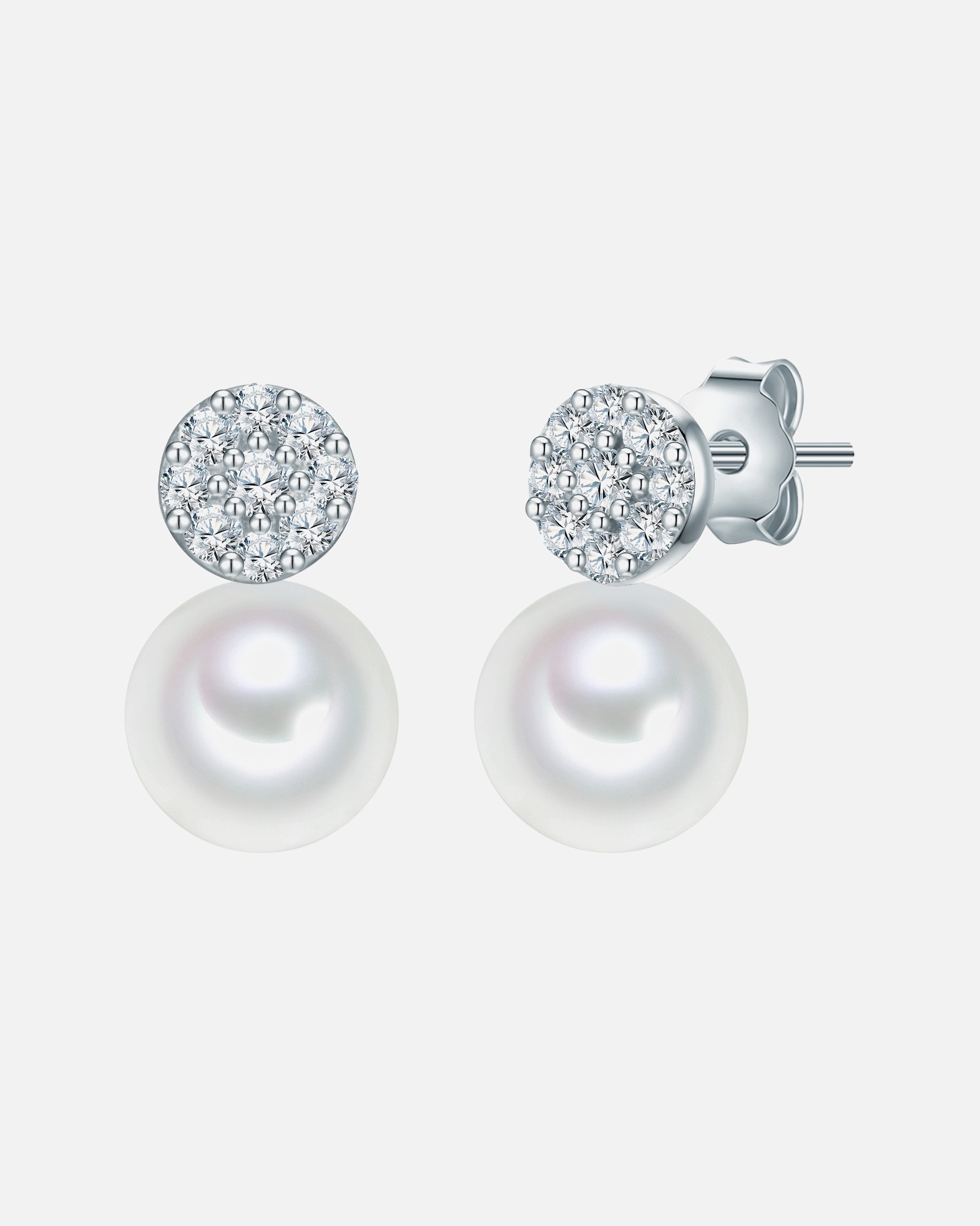 Ohrringe für Weiblich Valero Pearls Perlen-Ohrstecker Sterling Silber Zirkonia Süßwasser-Zuchtperle in Gelbgold 1 Stück