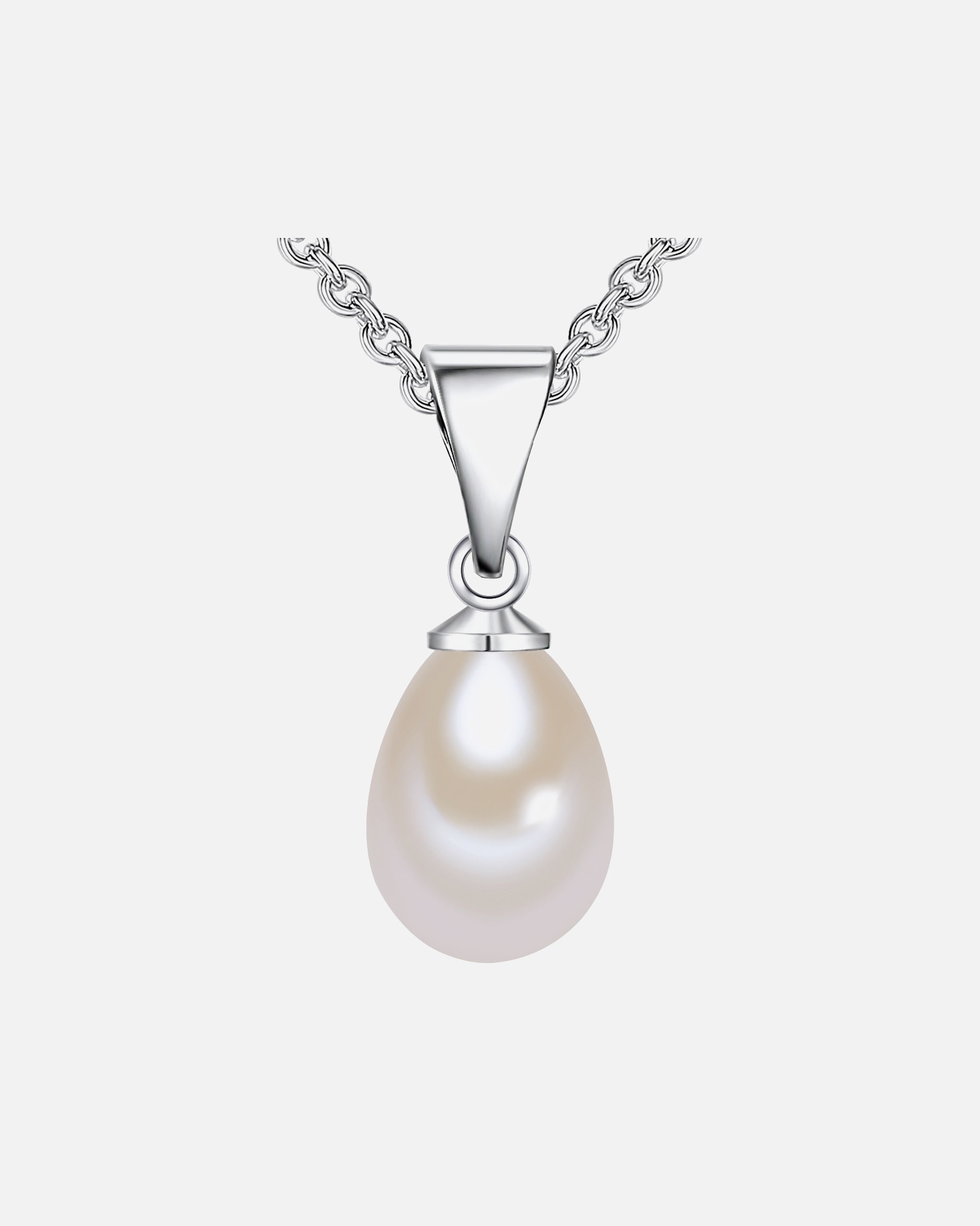 Halskette für Weiblich Valero Pearls Perlen-Kette Sterling Silber Süßwasser-Zuchtperle in Silber 1 Stück