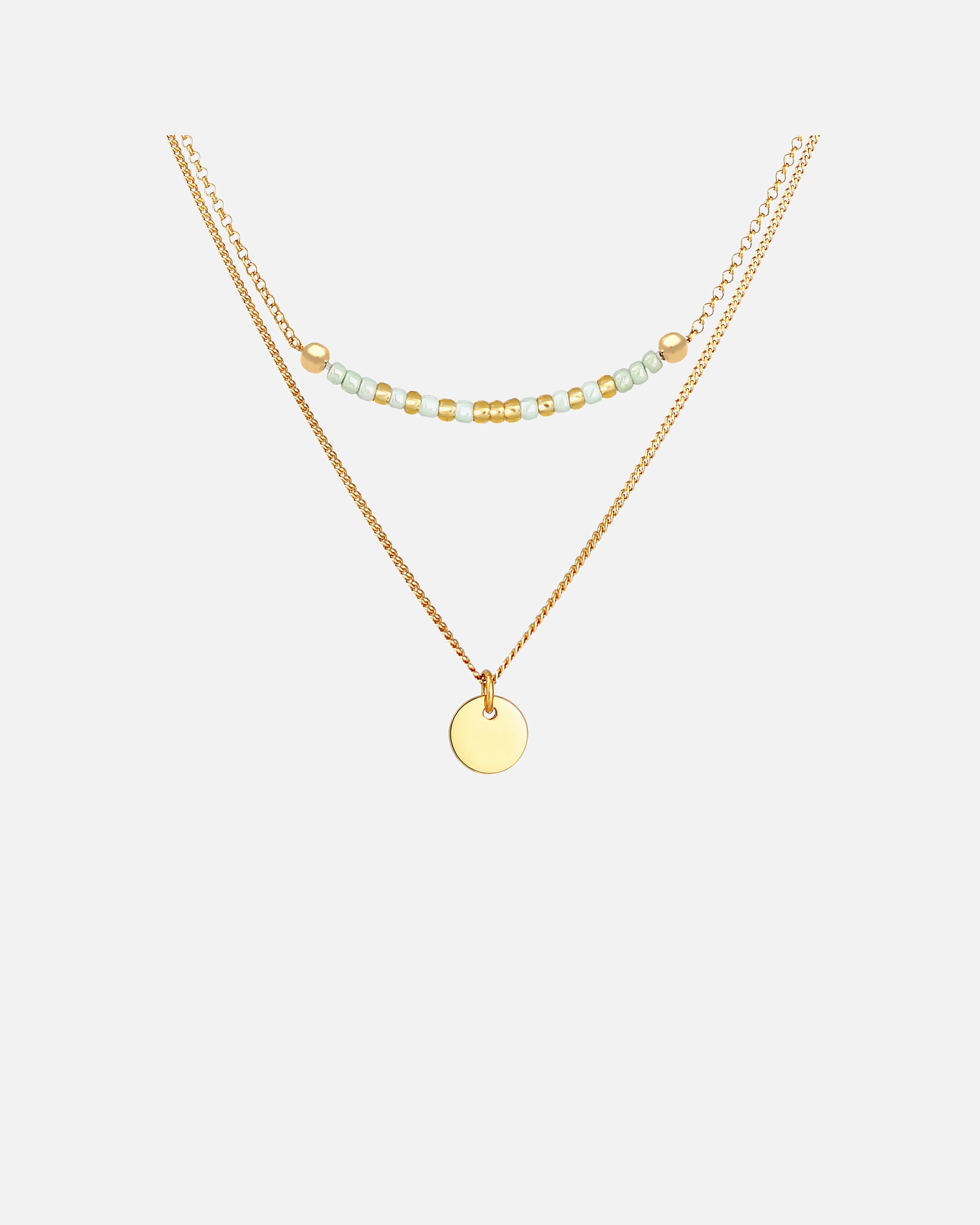 Halskette für Weiblich Elli Layer Plättchen Glas Perlen Boho 2-lagig 925 Silber 1 Stück